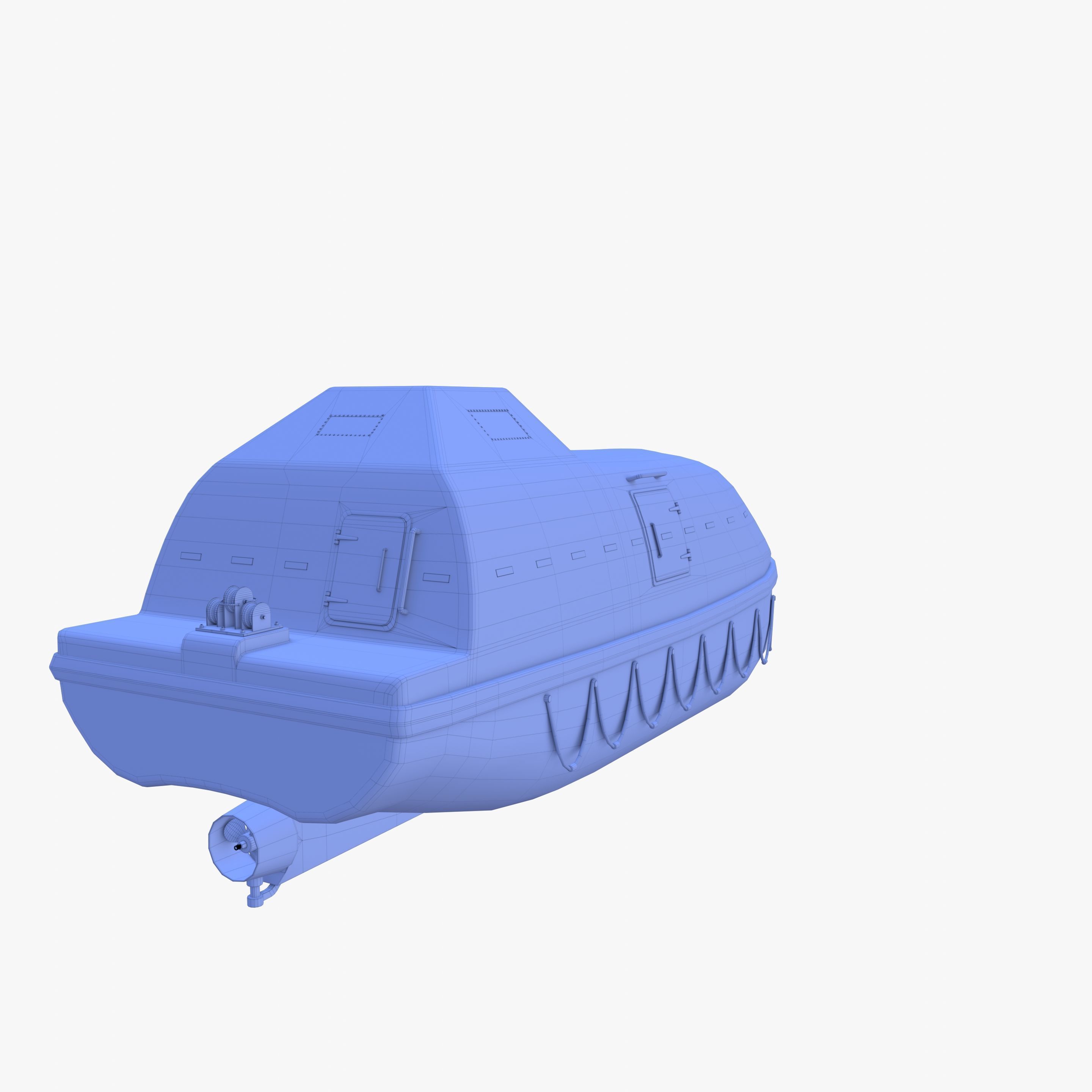 Life boat with interior V2 3D model_35