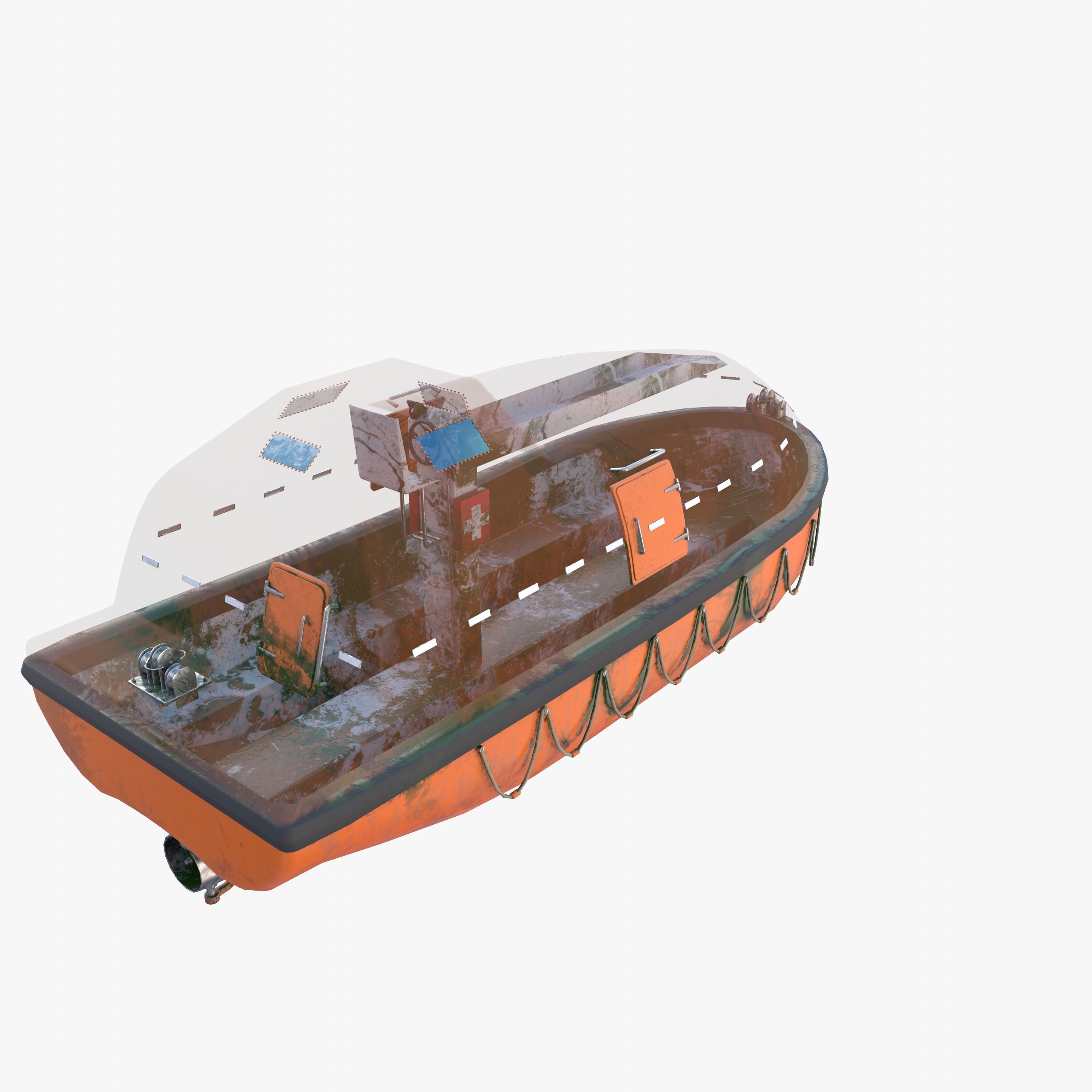 Life boat with interior V2 3D model_15