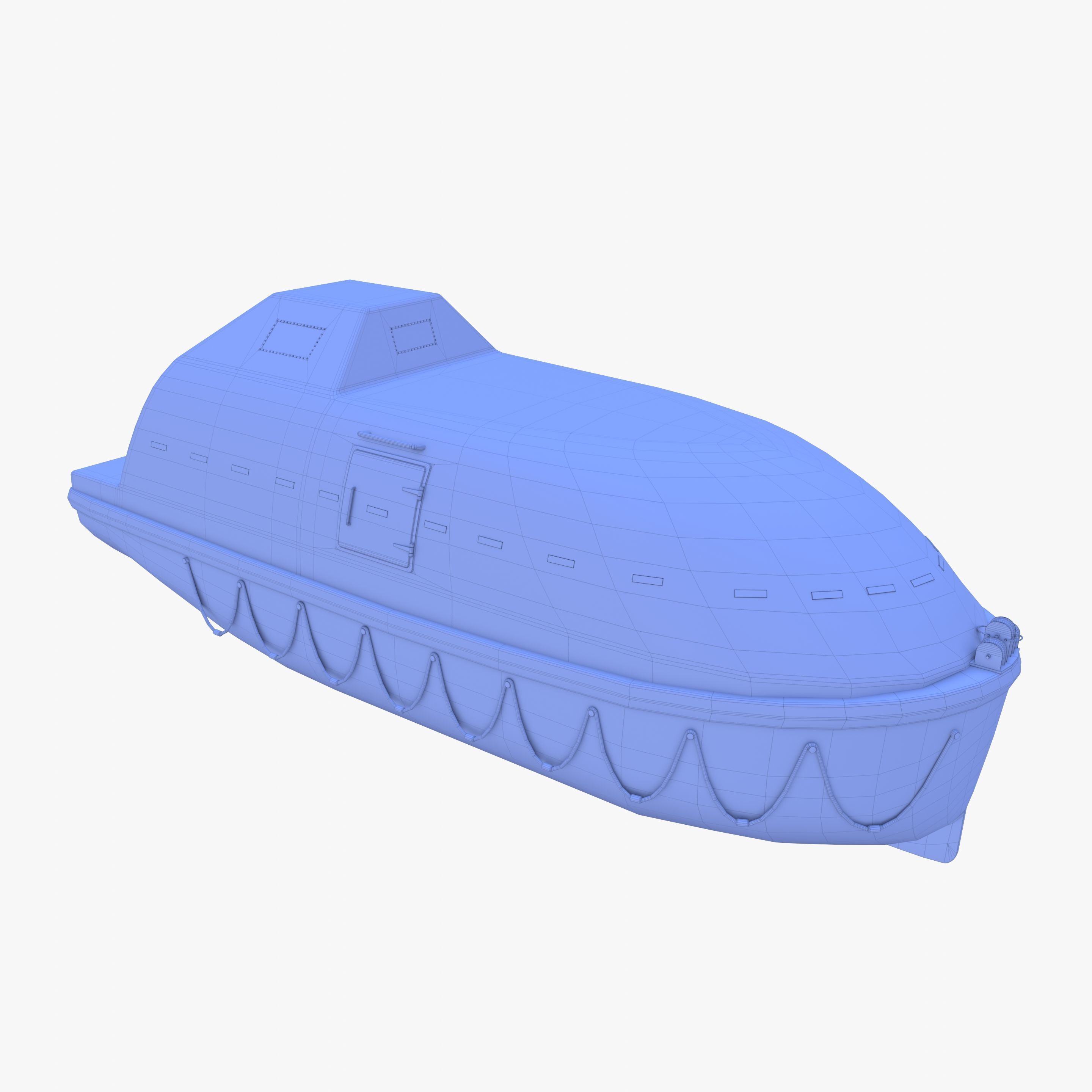 Life boat with interior V2 3D model_38
