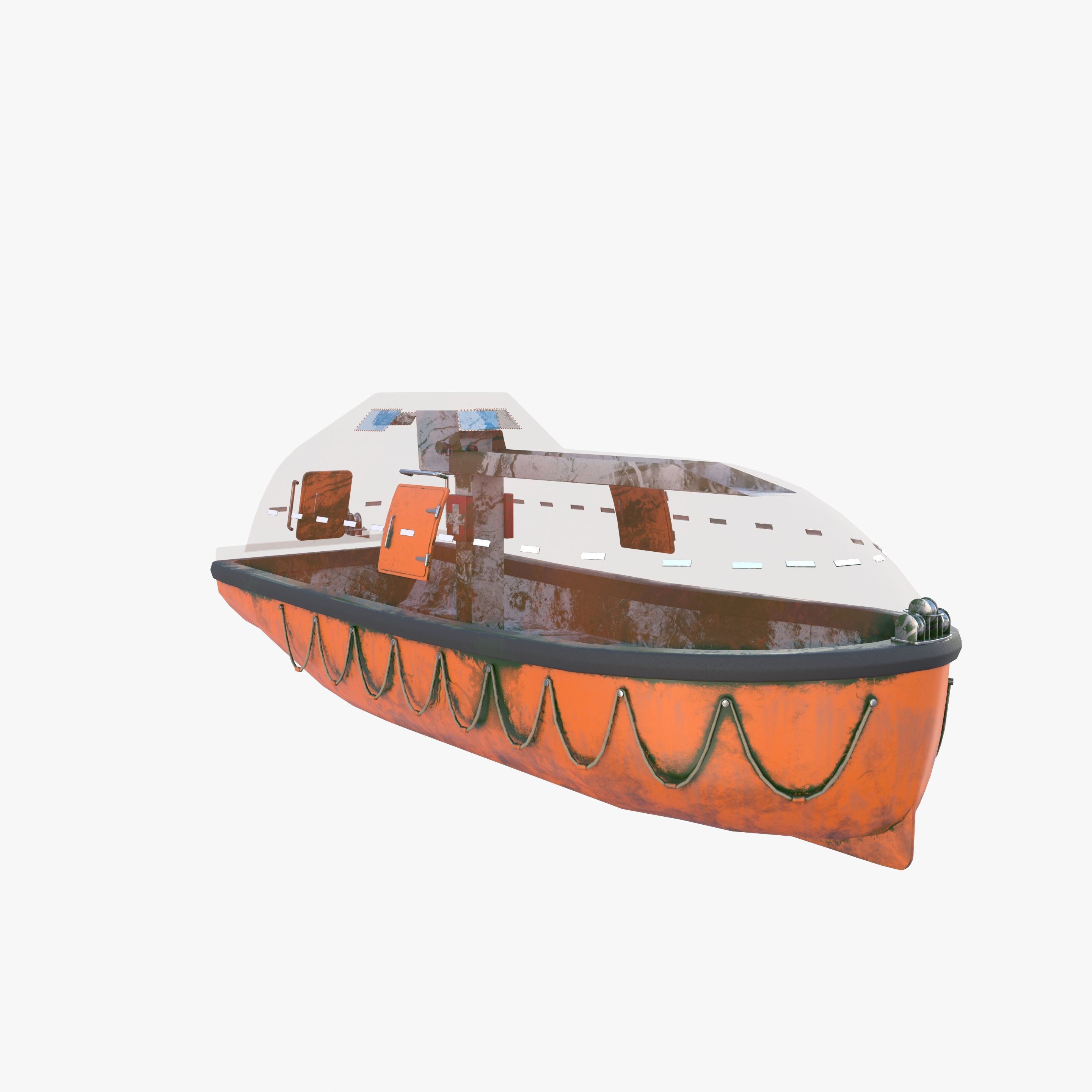 Life boat with interior V2 3D model_14