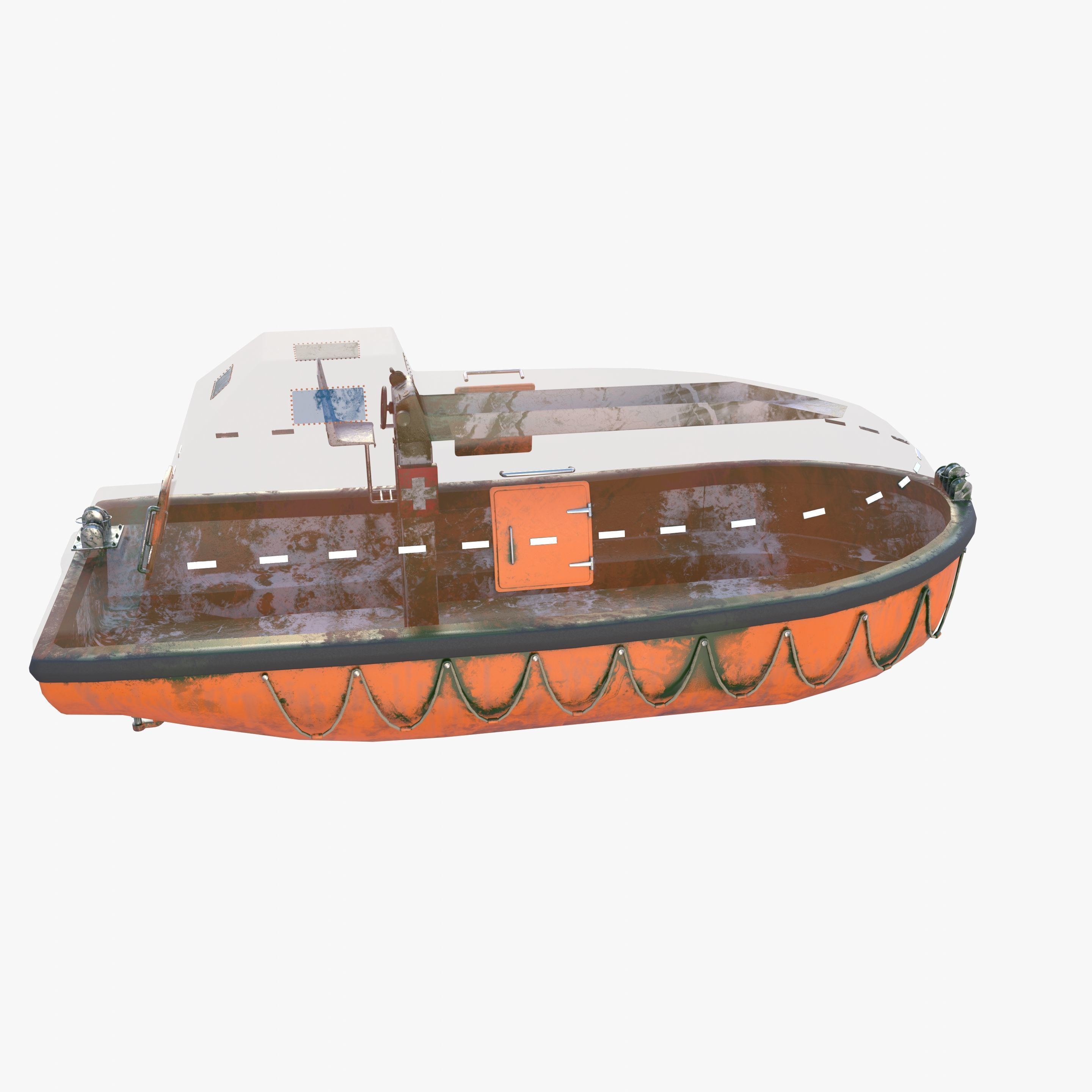 Life boat with interior V2 3D model_27