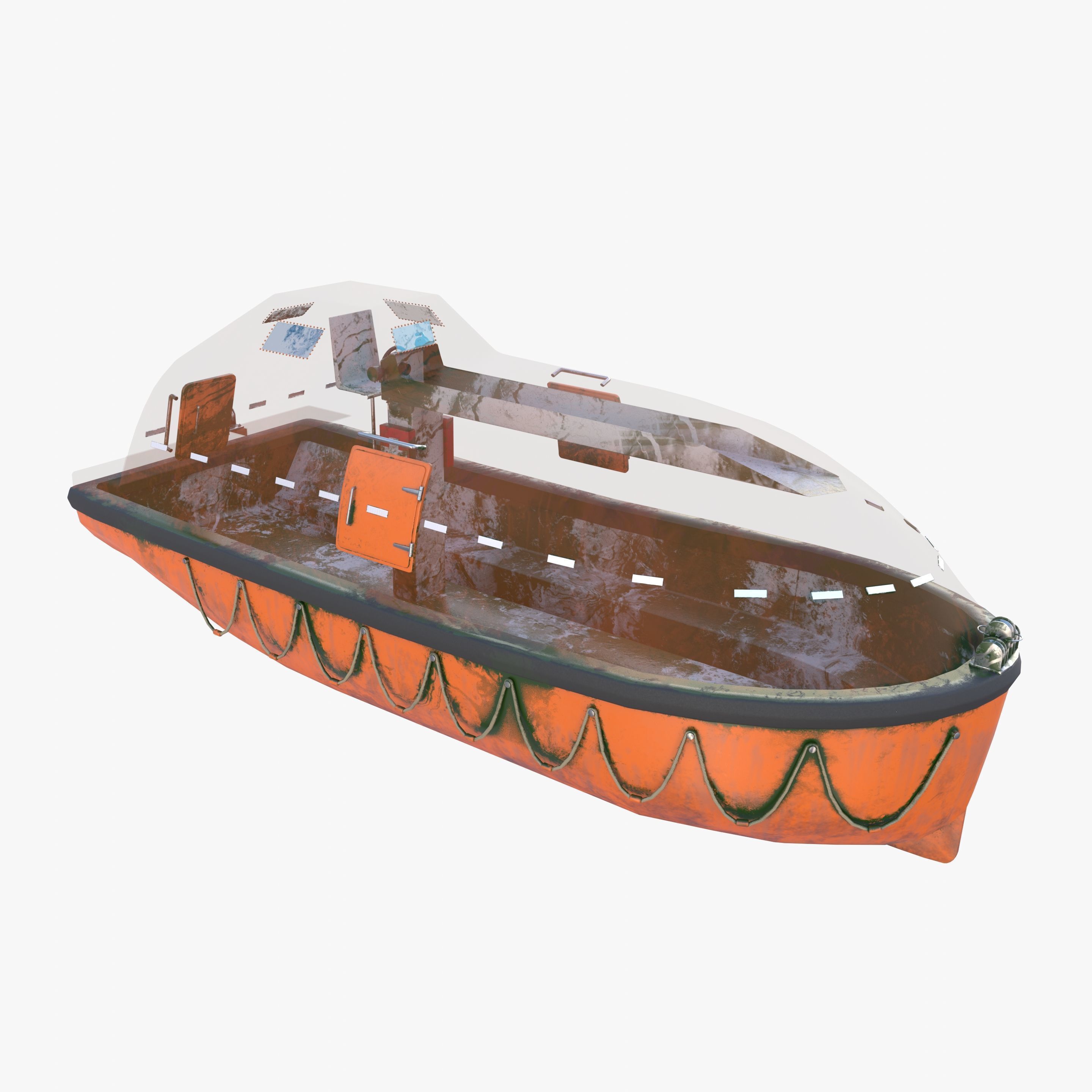 Life boat with interior V2 3D model_24
