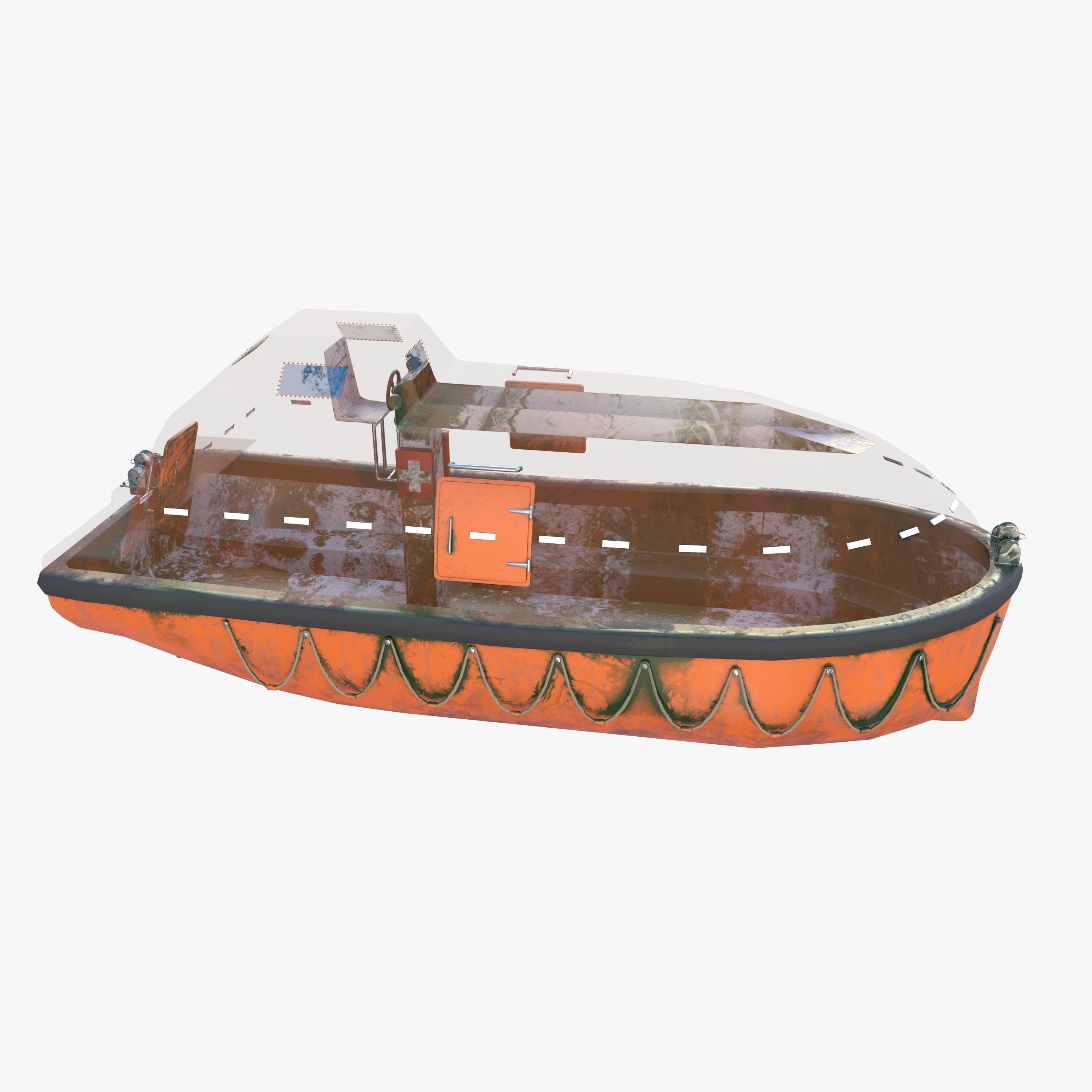 Life boat with interior V2 3D model_17