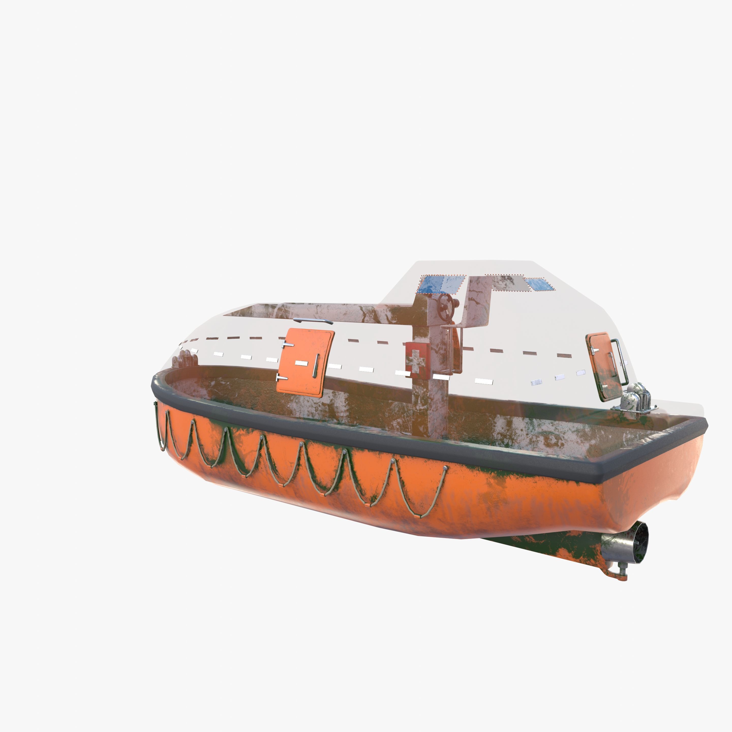 Life boat with interior V2 3D model_23