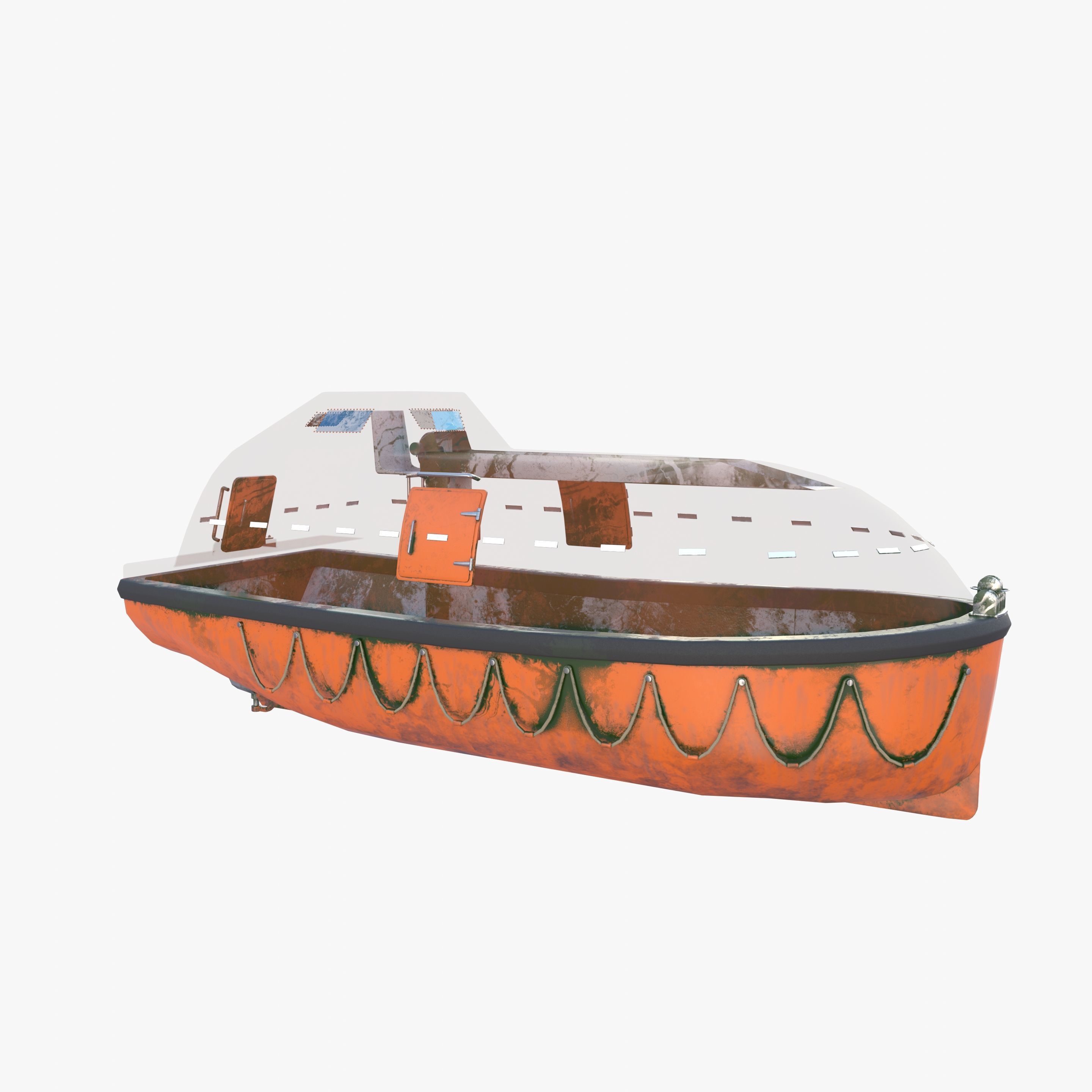 Life boat with interior V2 3D model_19