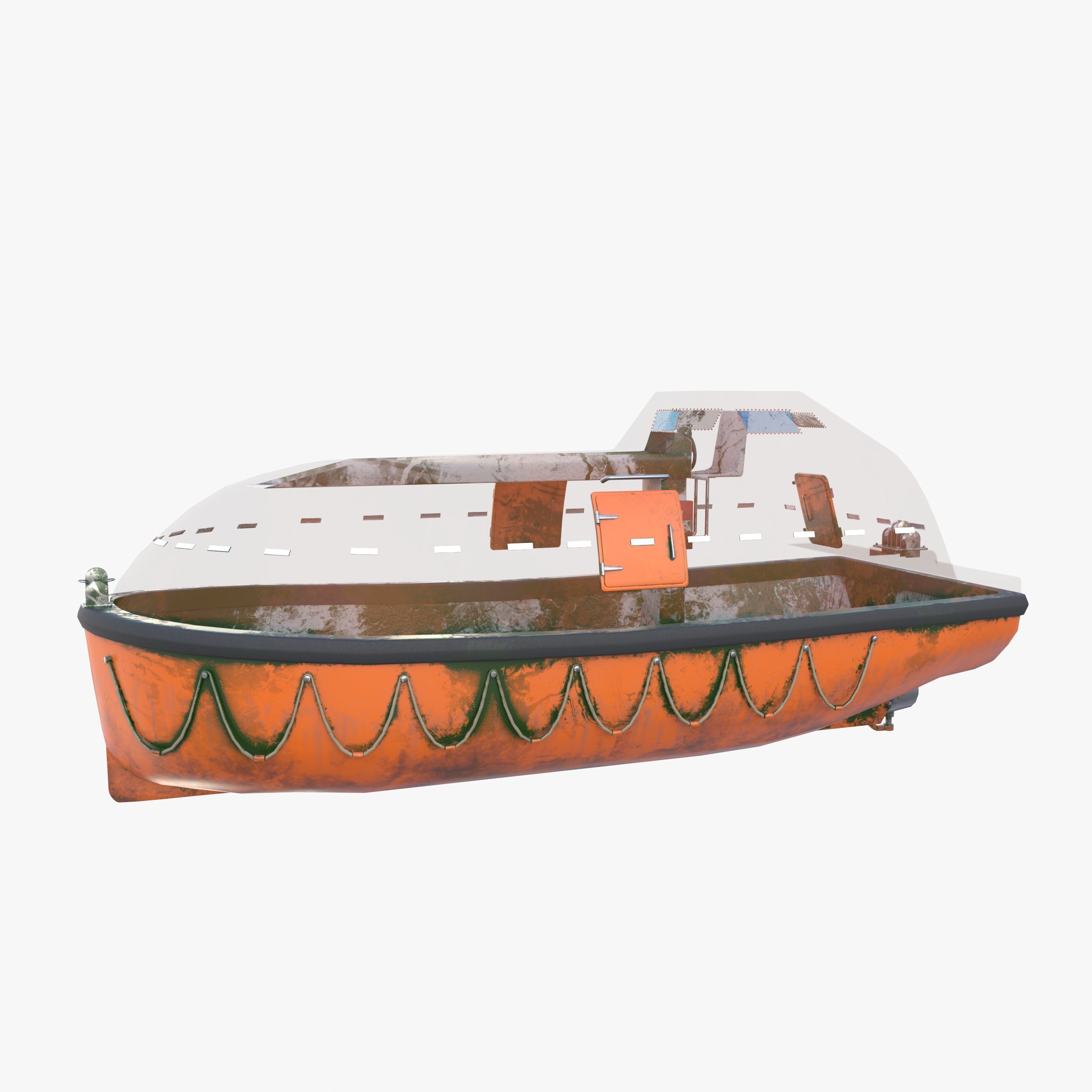 Life boat with interior V2 3D model_25
