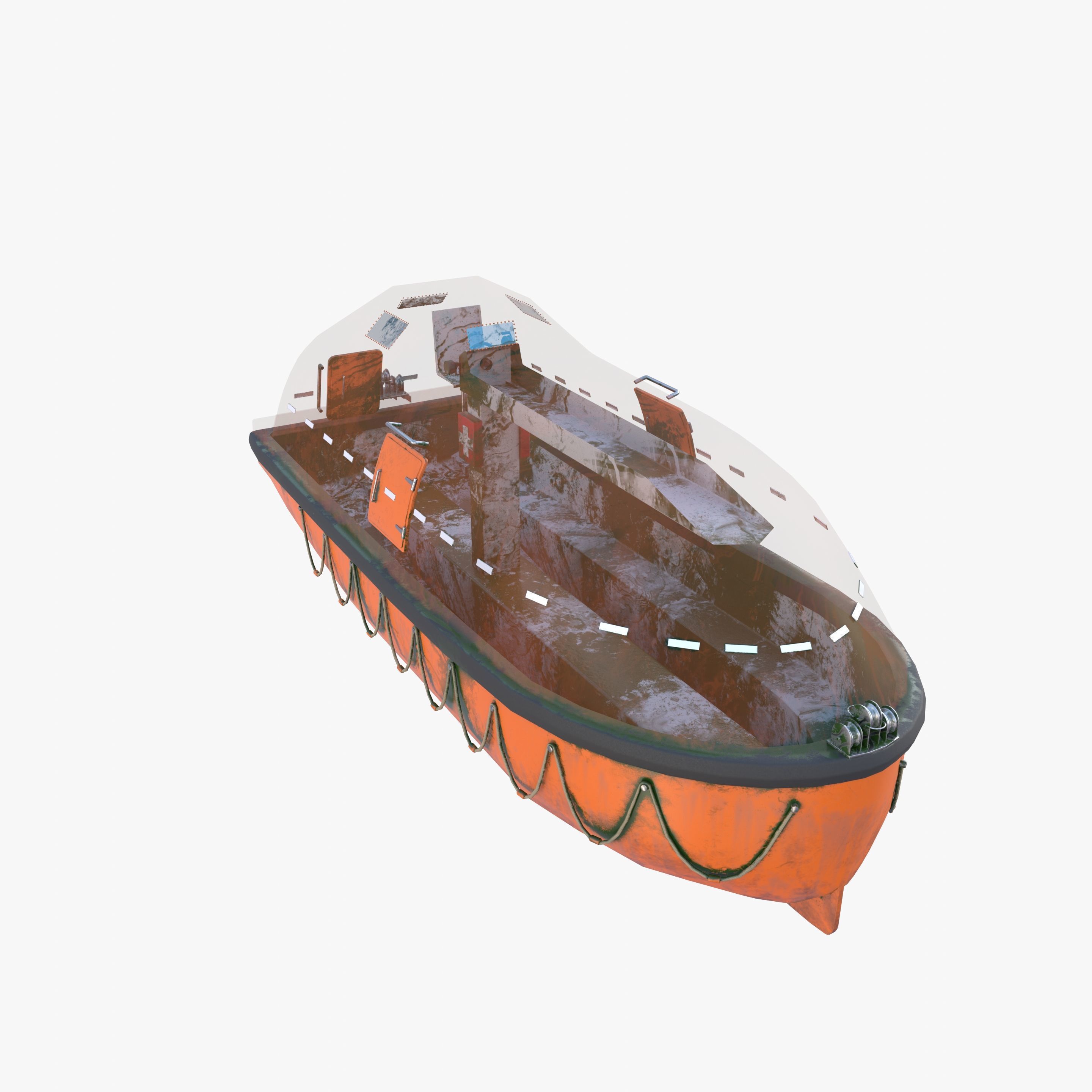 Life boat with interior V2 3D model_26