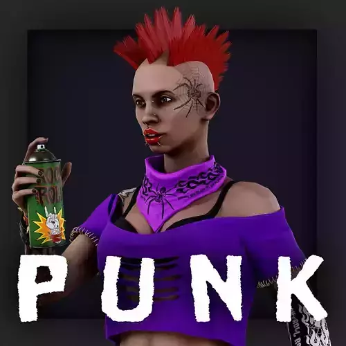 PUNK 4 Low-poly 3D model