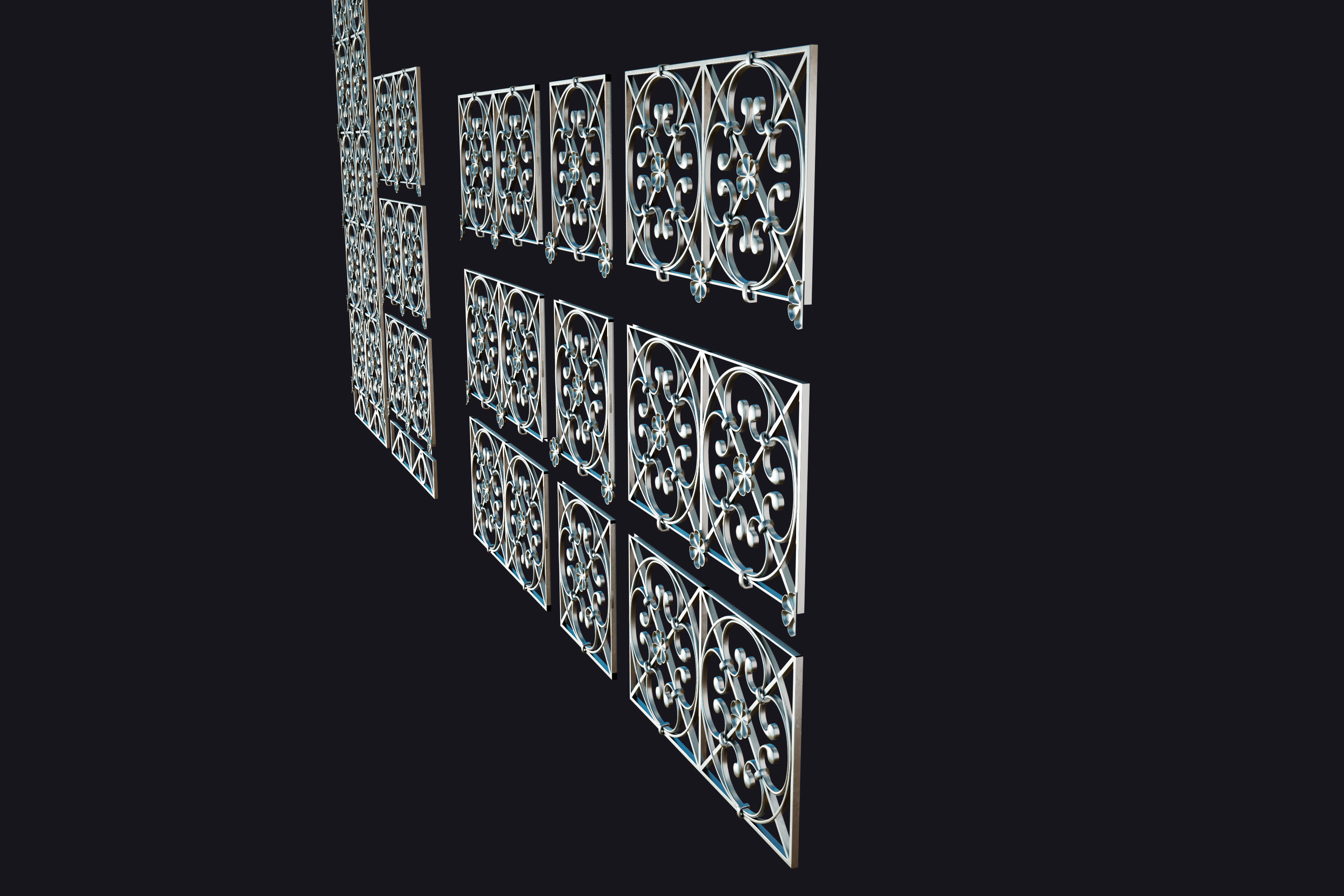 Constructor lattice historical panel decorative screening 3D model_8