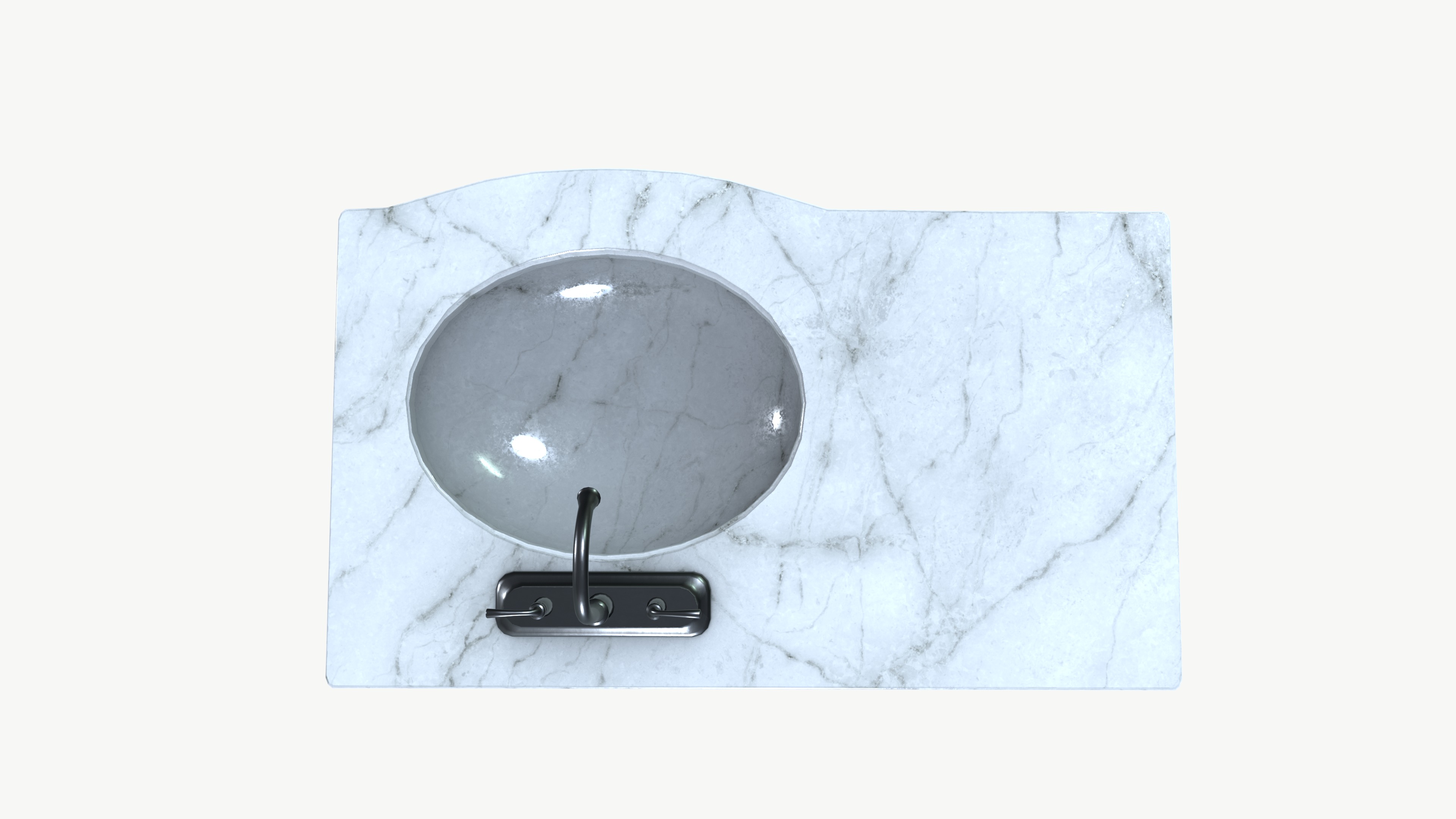Washroom Sink Low-poly 3D model_3