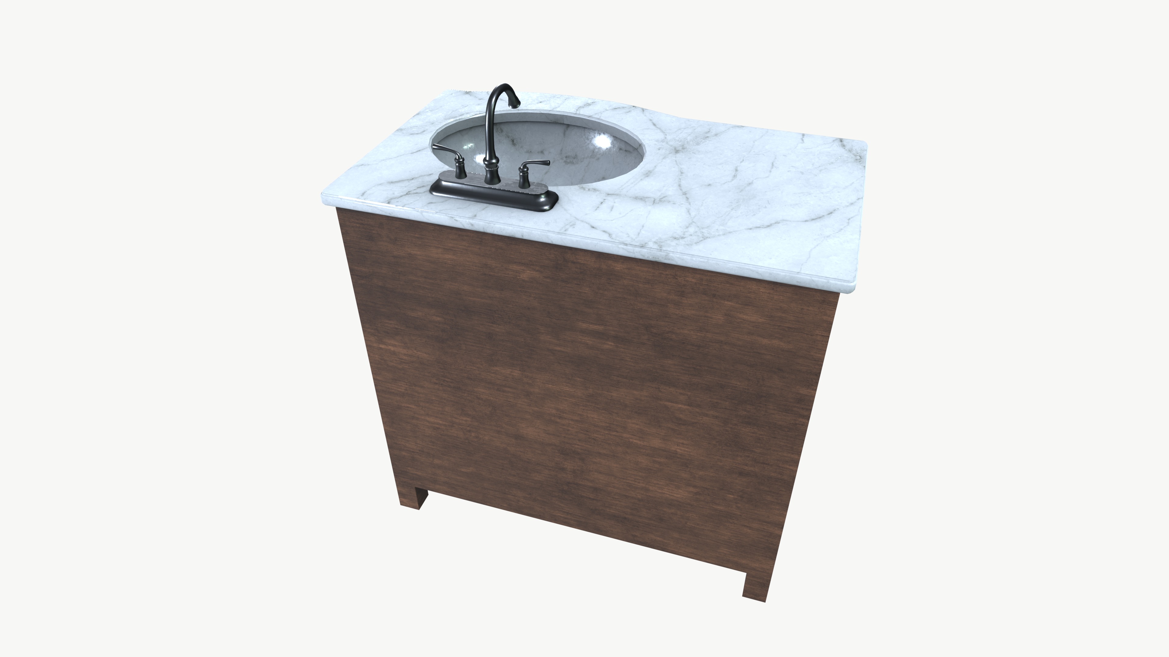 Washroom Sink Low-poly 3D model_2