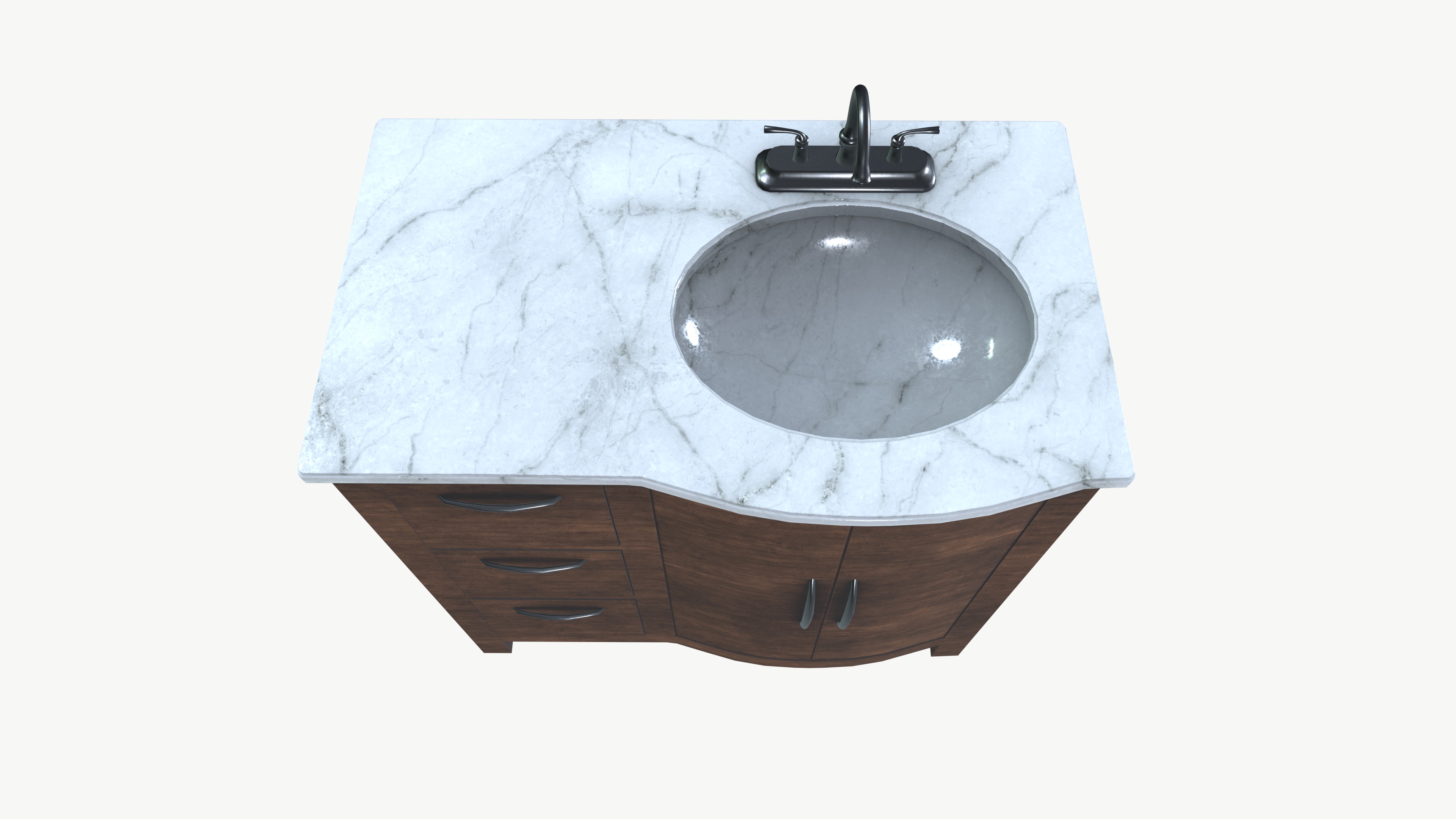 Washroom Sink Low-poly 3D model_4