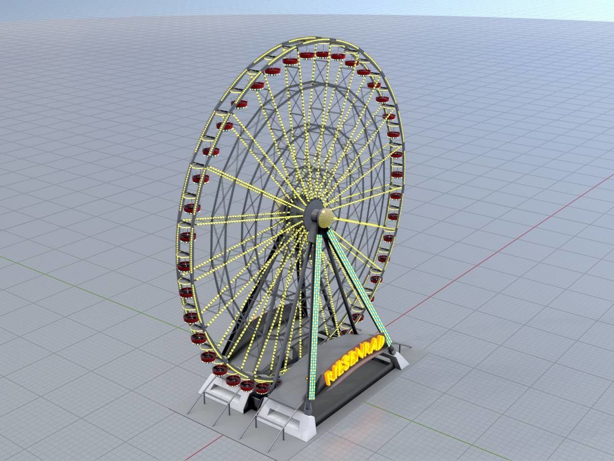 Ferris wheel version 1 without animation Low-poly 3D model_2