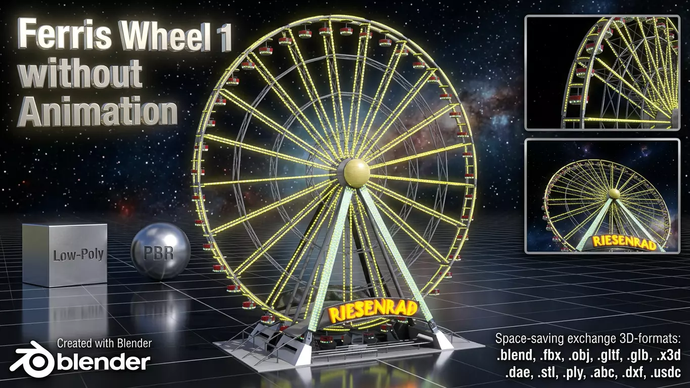 Ferris wheel version 1 without animation Low-poly 3D model