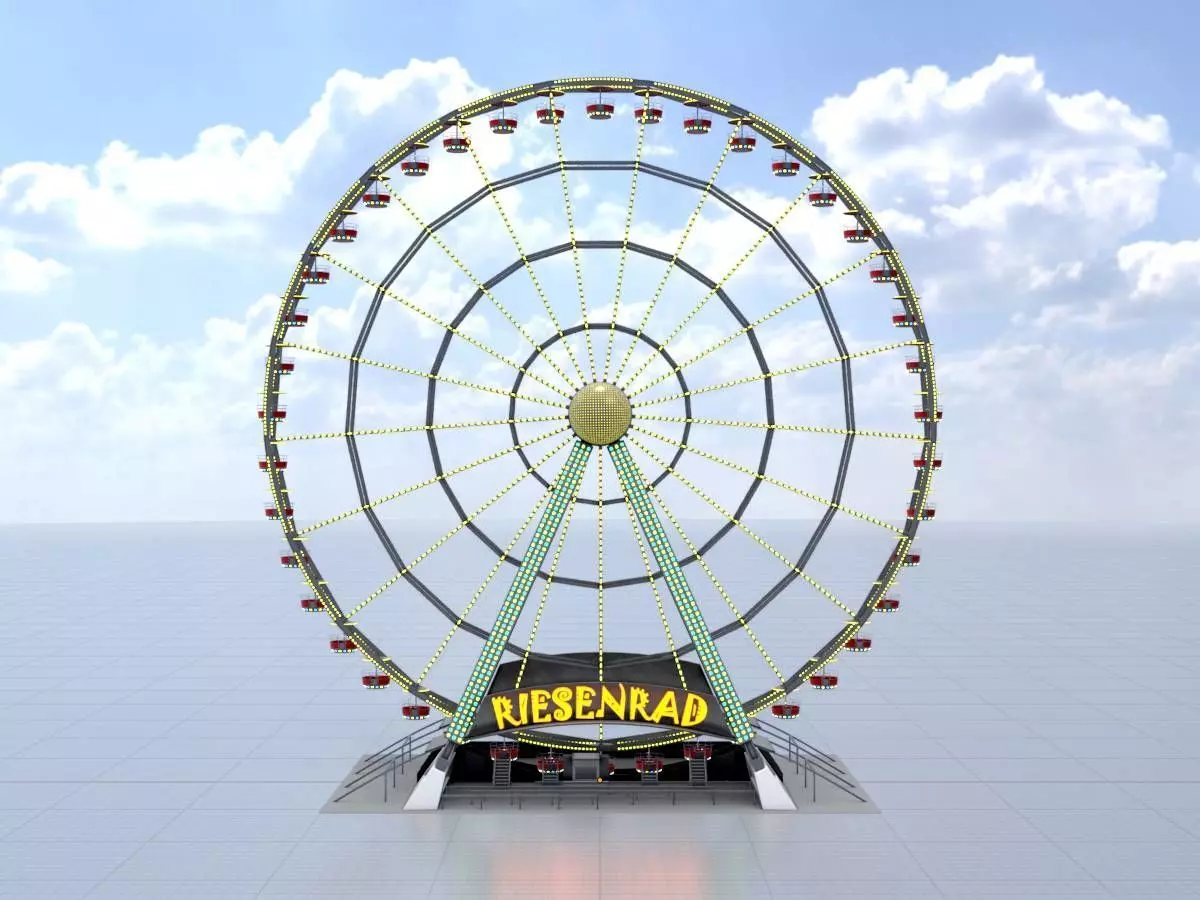 Ferris wheel version 1 without animation Low-poly 3D model_0