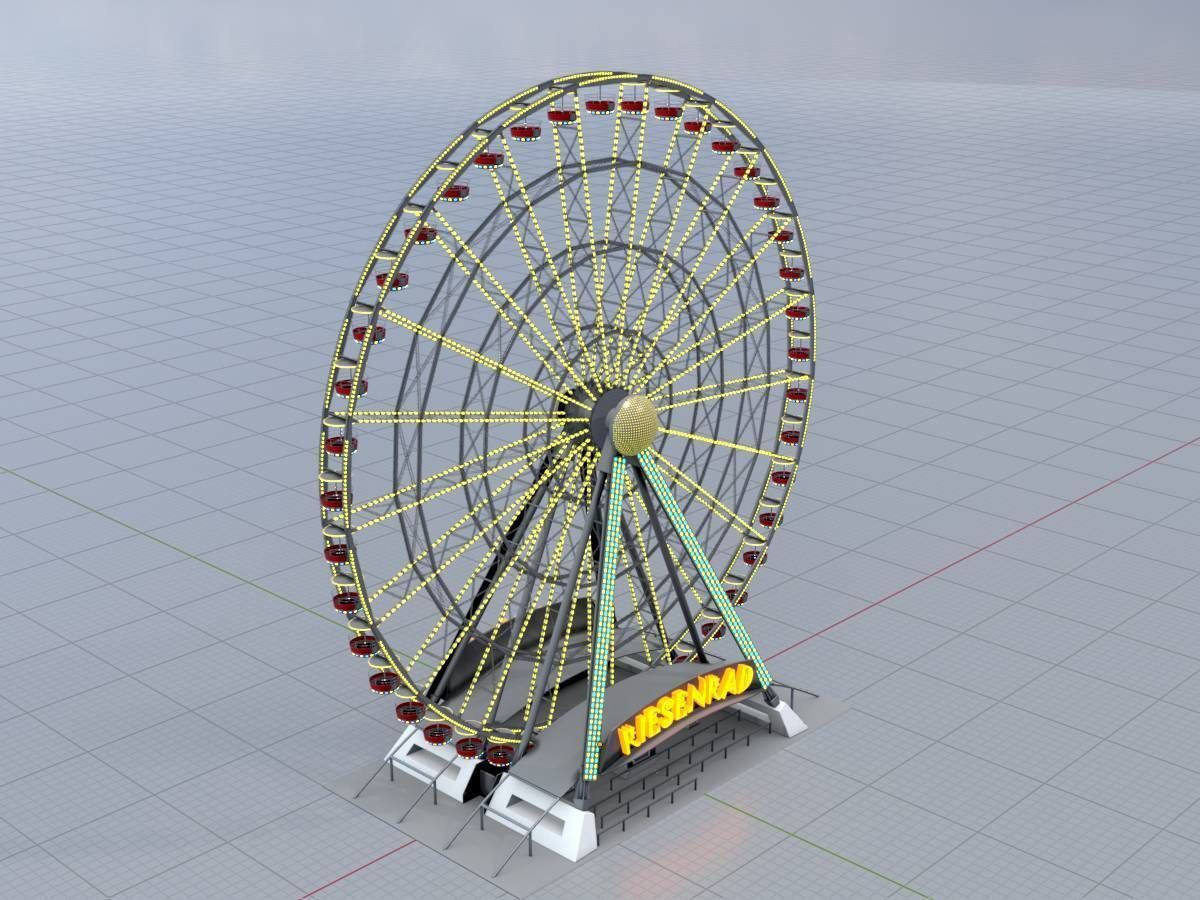 Ferris wheel version 1 without animation Low-poly 3D model_4