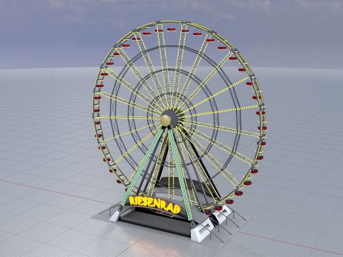 Ferris wheel version 1 without animation Low-poly 3D model_3