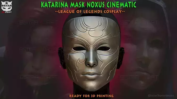 Katarina Full Mask Noxus Cinematic - league of legends Cosplay 3D print model