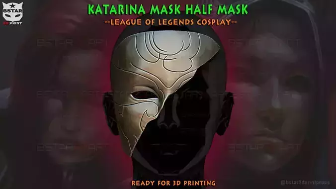 Katarina Half Mask Noxus Cinematic - league of legends Cosplay 3D print model