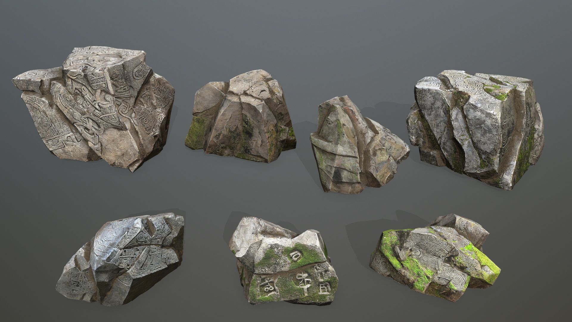 Maya ruin rocks Low-poly 3D model_1