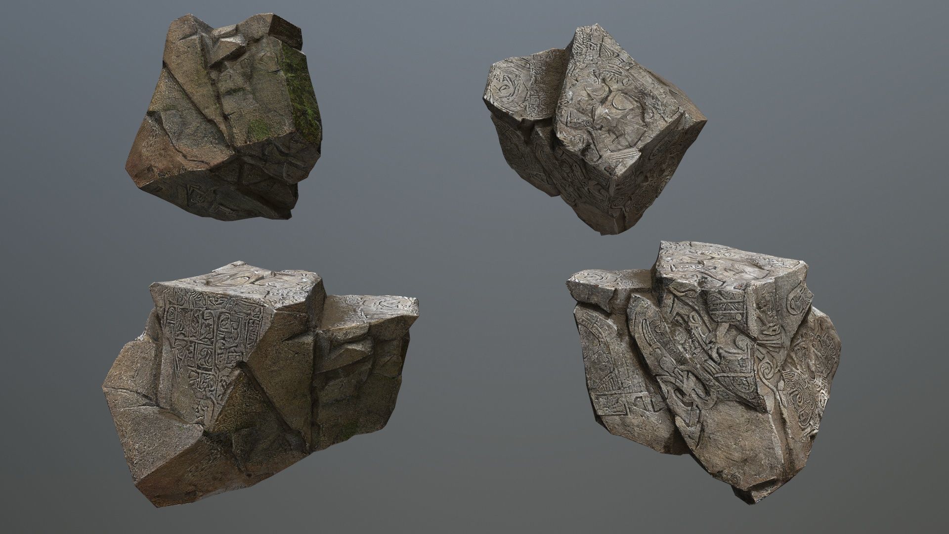 Maya ruin rocks Low-poly 3D model_9