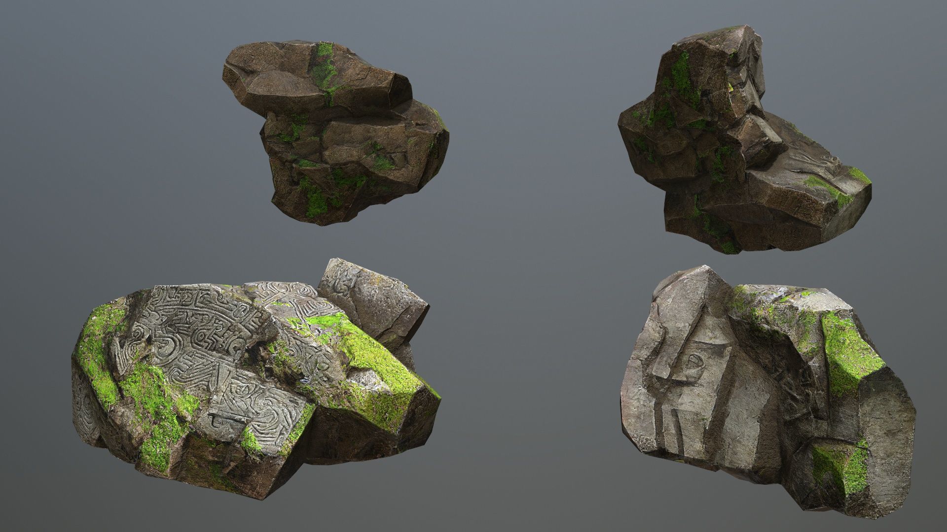 Maya ruin rocks Low-poly 3D model_15