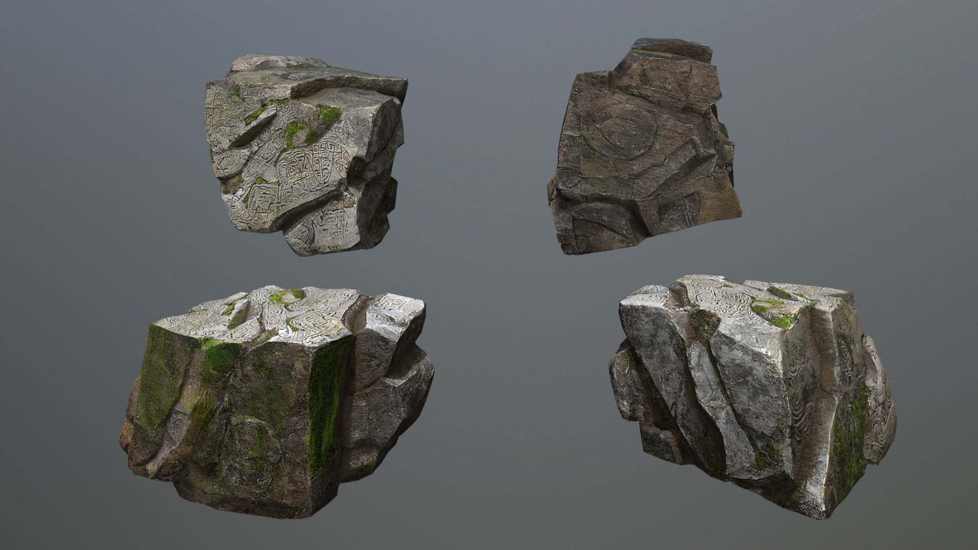 Maya ruin rocks Low-poly 3D model_12
