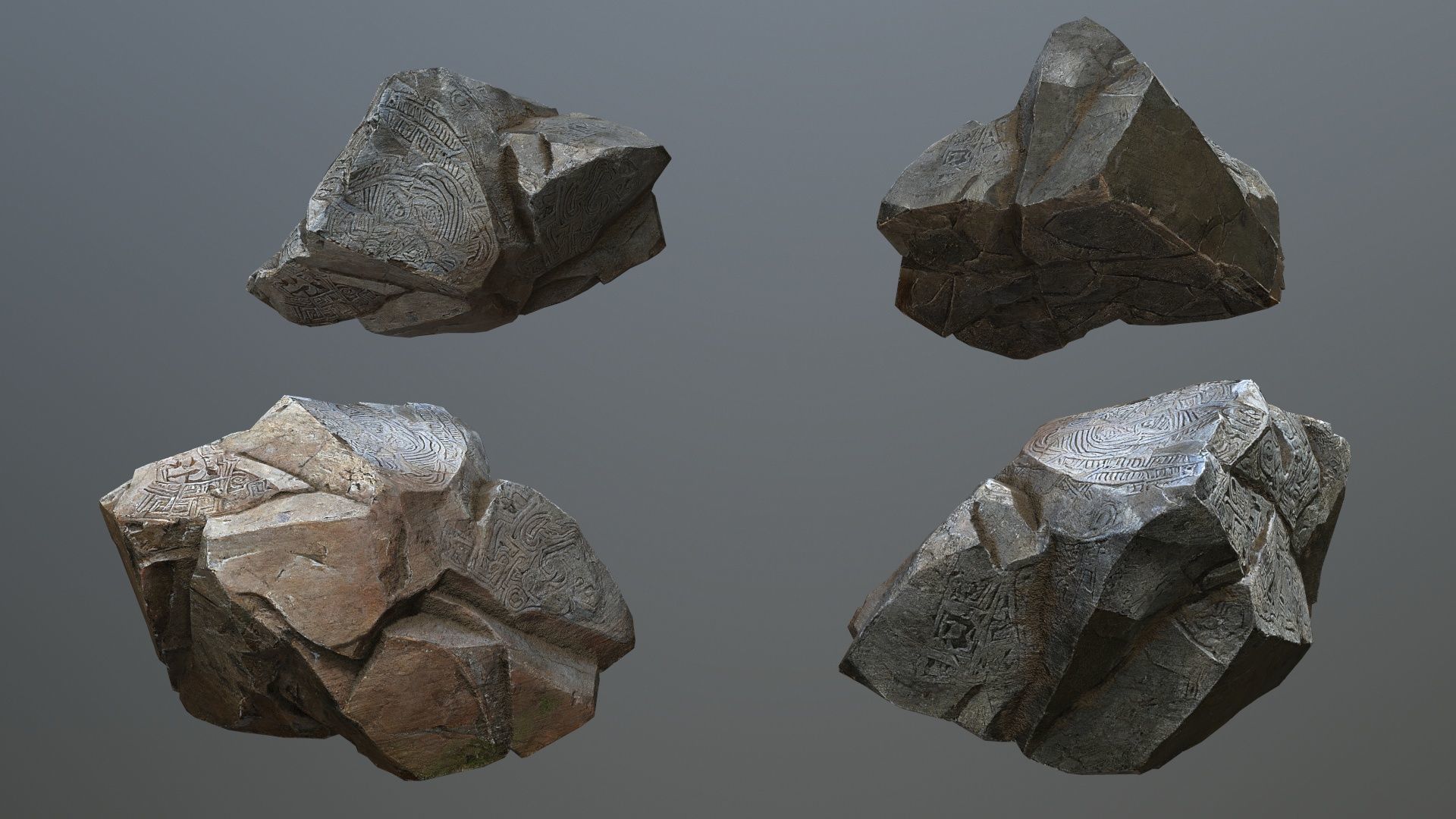 Maya ruin rocks Low-poly 3D model_14