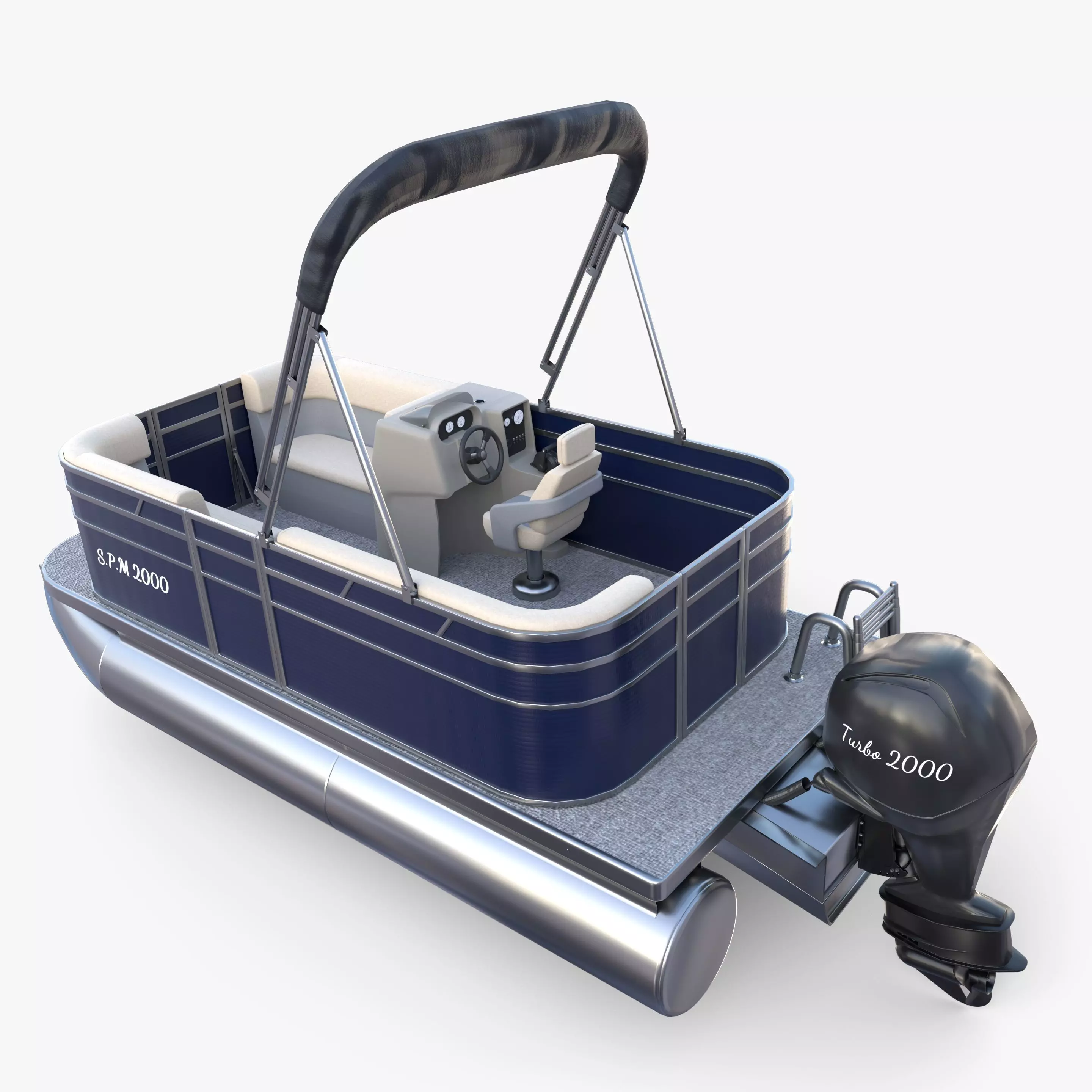 Pontoon Boat v1 3D model_0