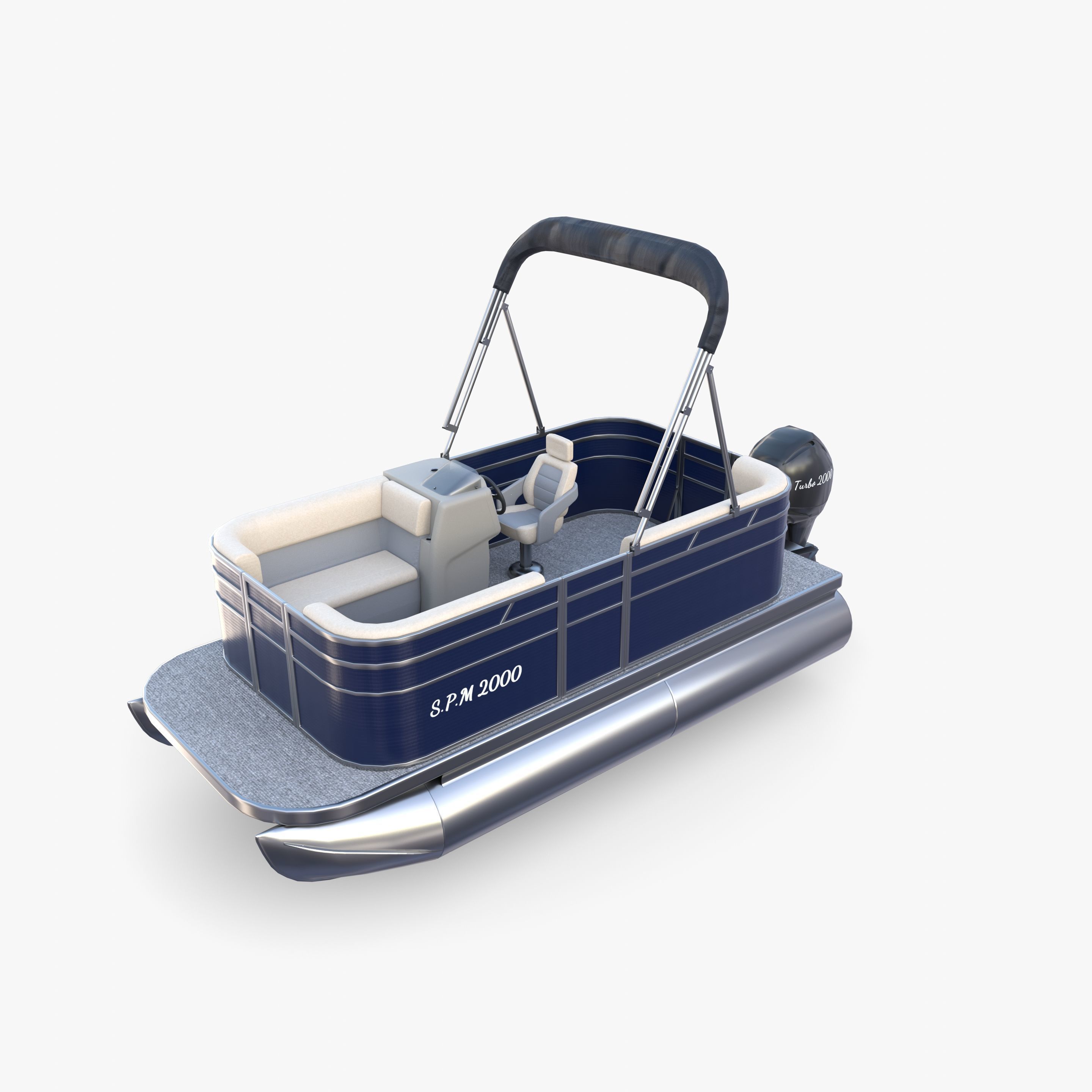 Pontoon Boat v1 3D model_12