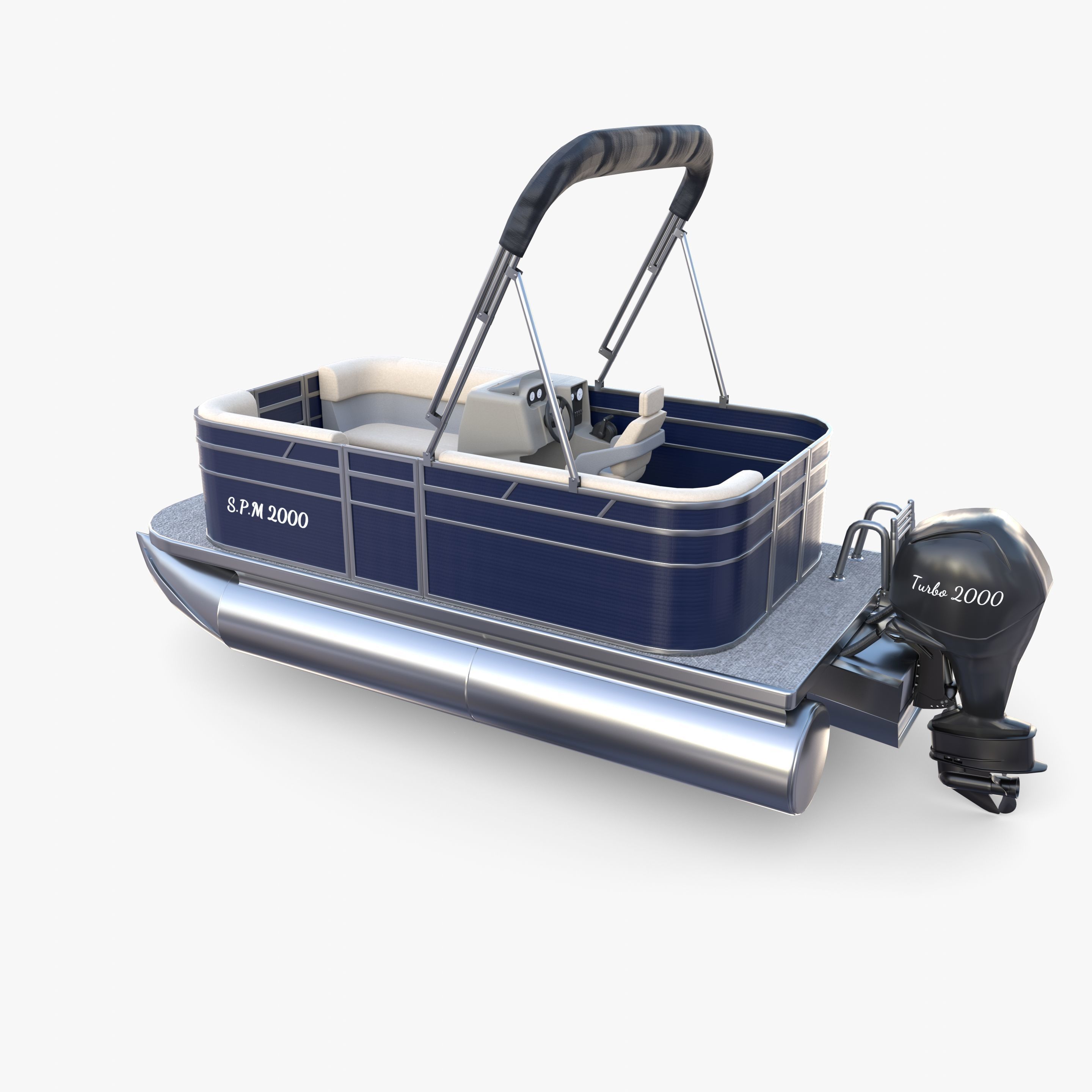 Pontoon Boat v1 3D model_6