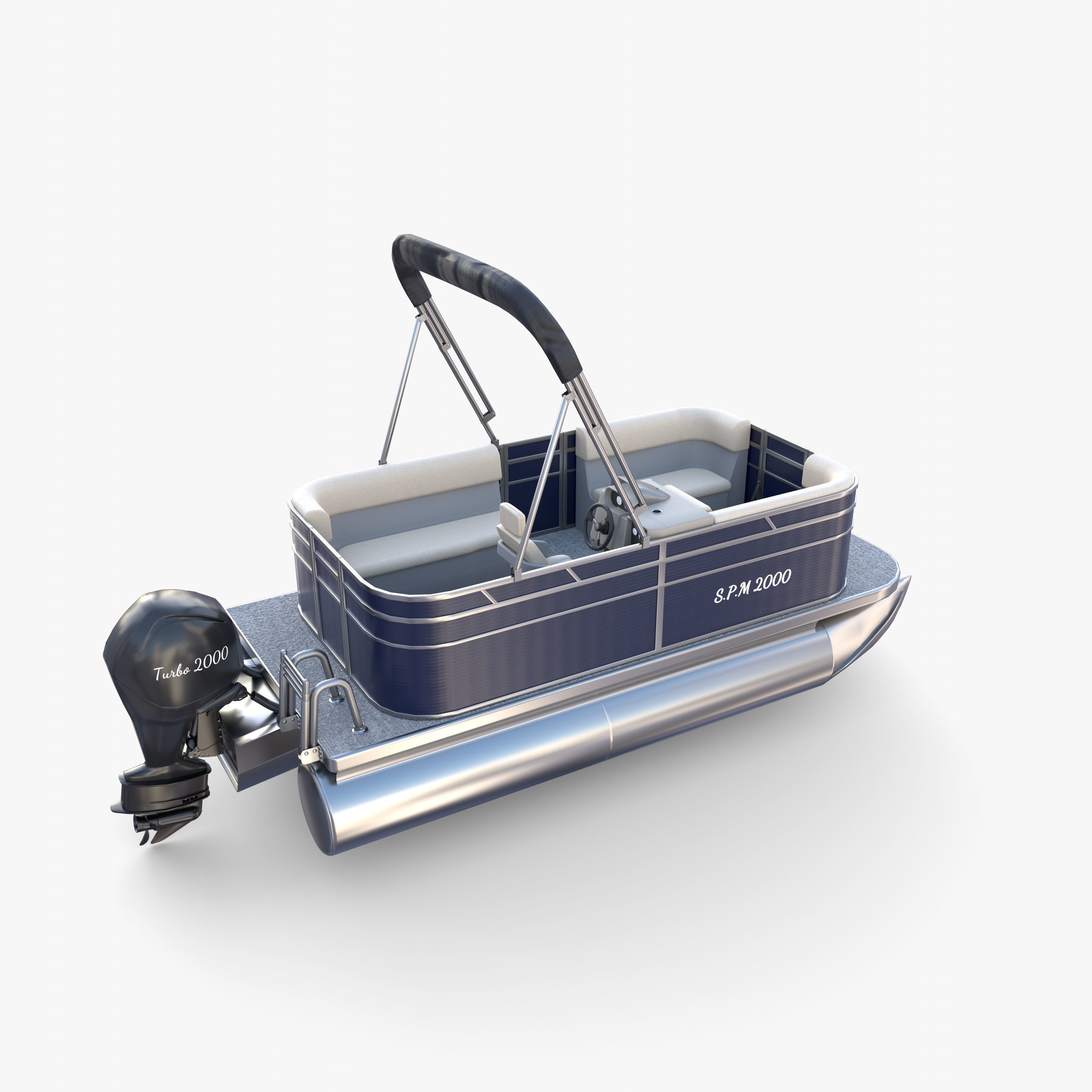 Pontoon Boat v1 3D model_14
