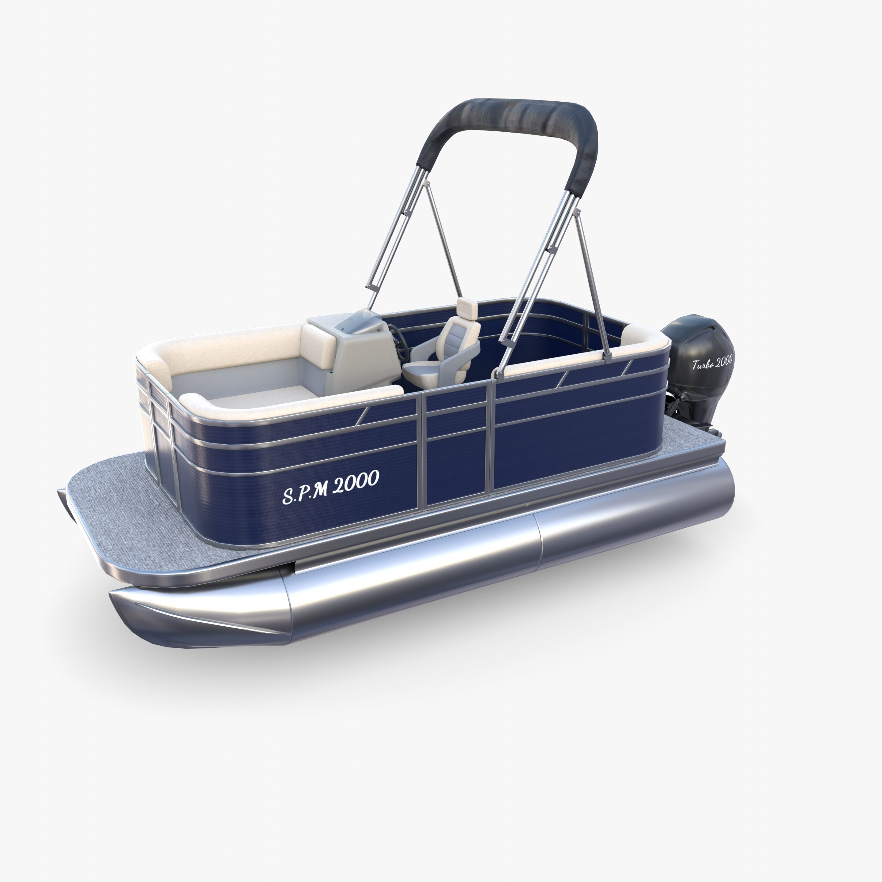 Pontoon Boat v1 3D model_5