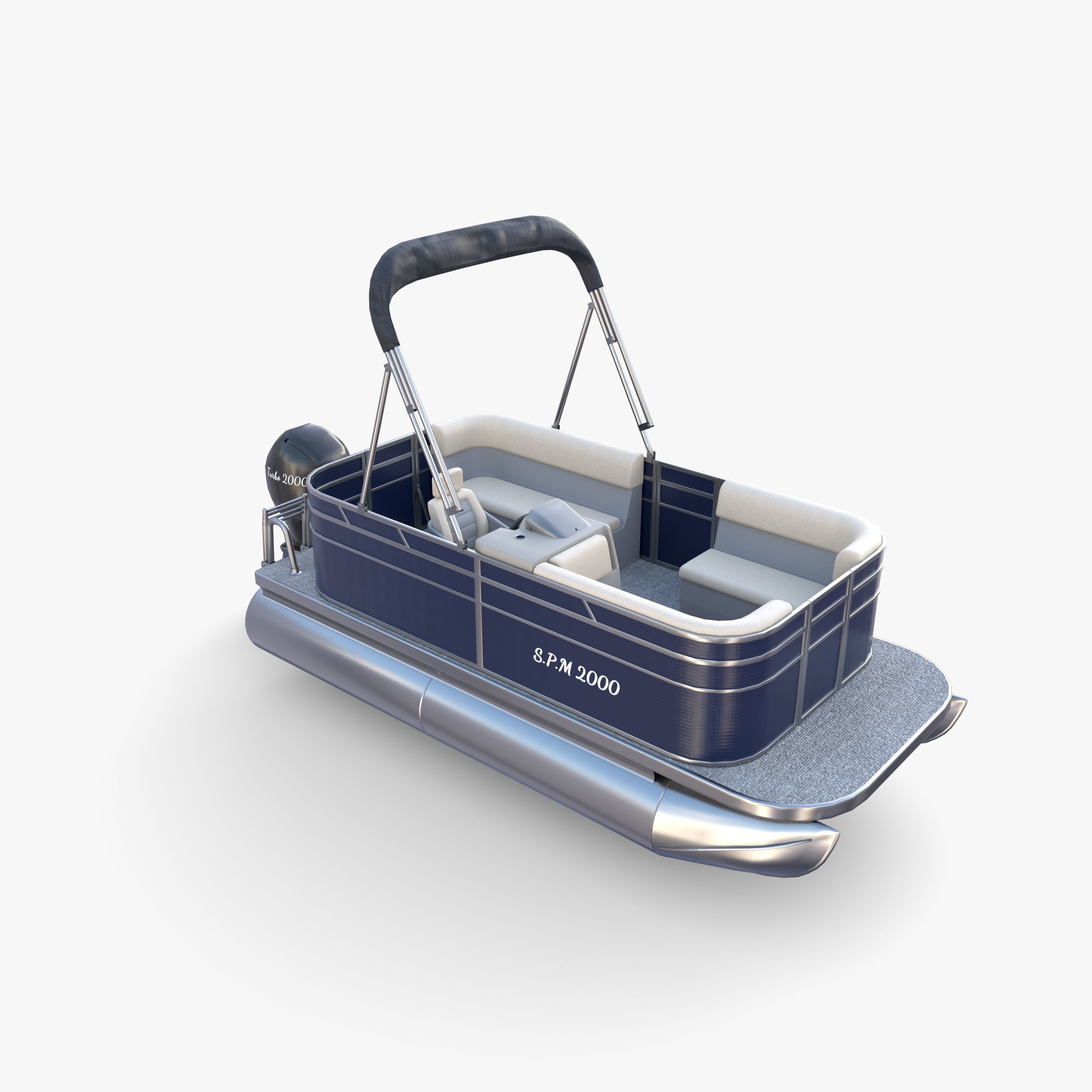 Pontoon Boat v1 3D model_10