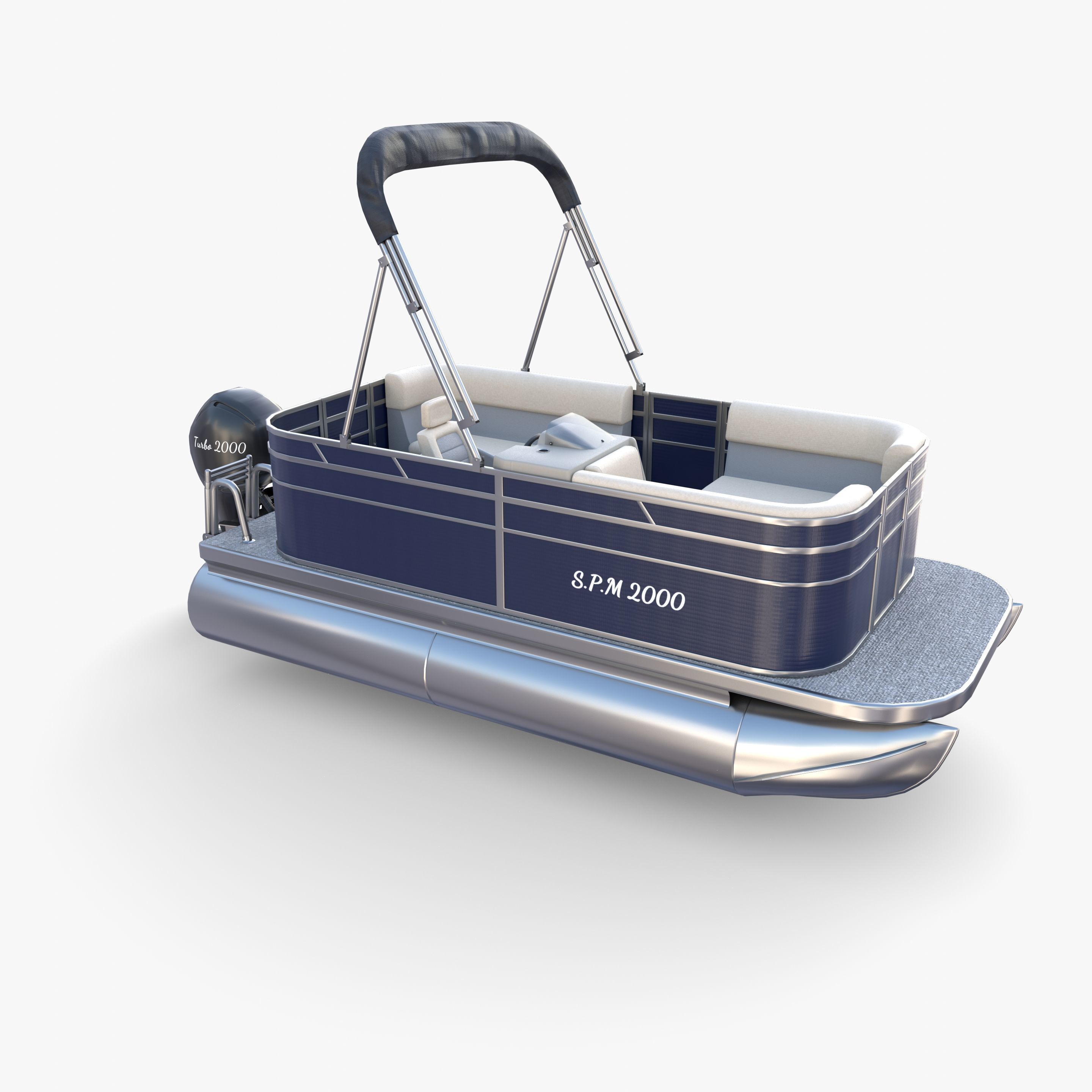 Pontoon Boat v1 3D model_1