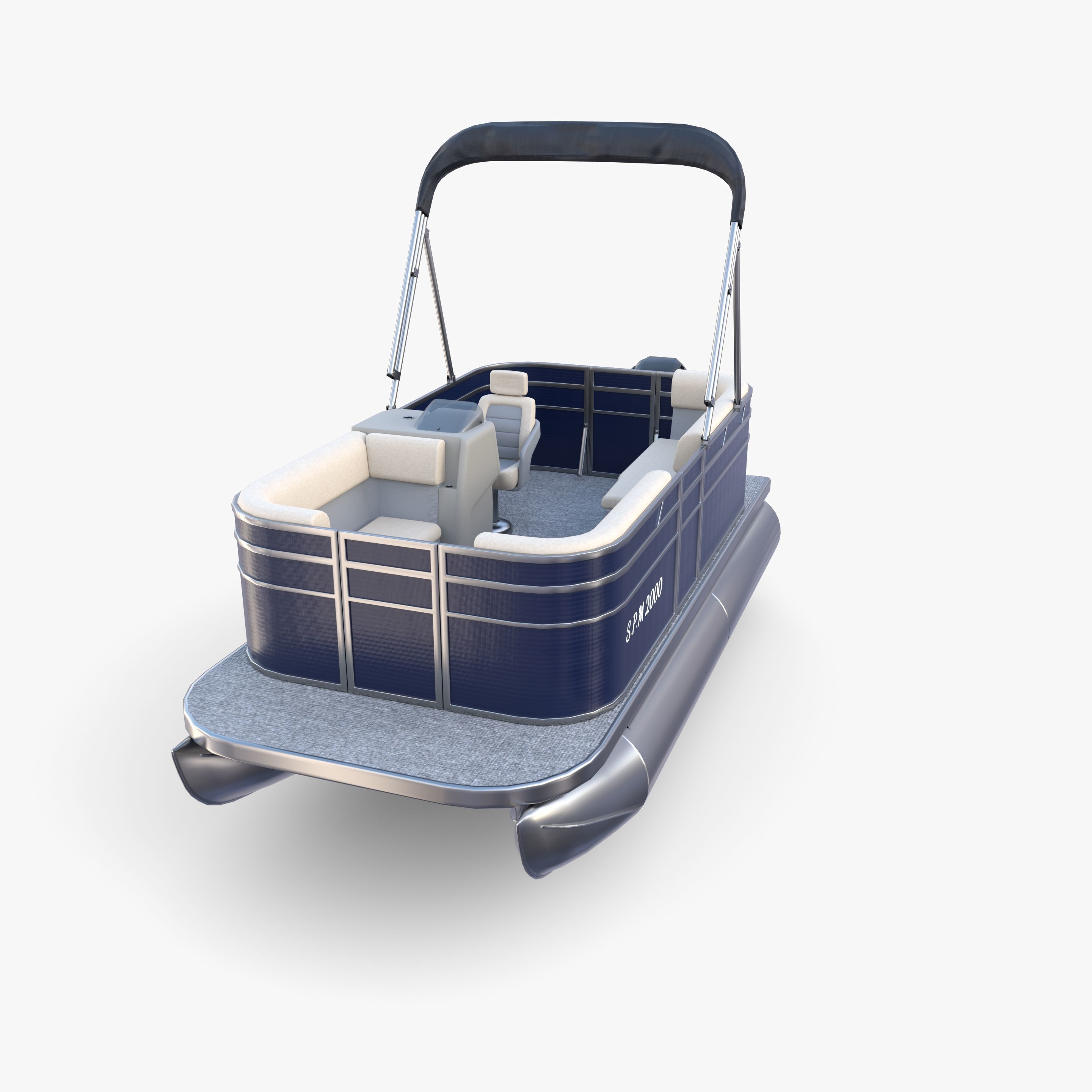 Pontoon Boat v1 3D model_4