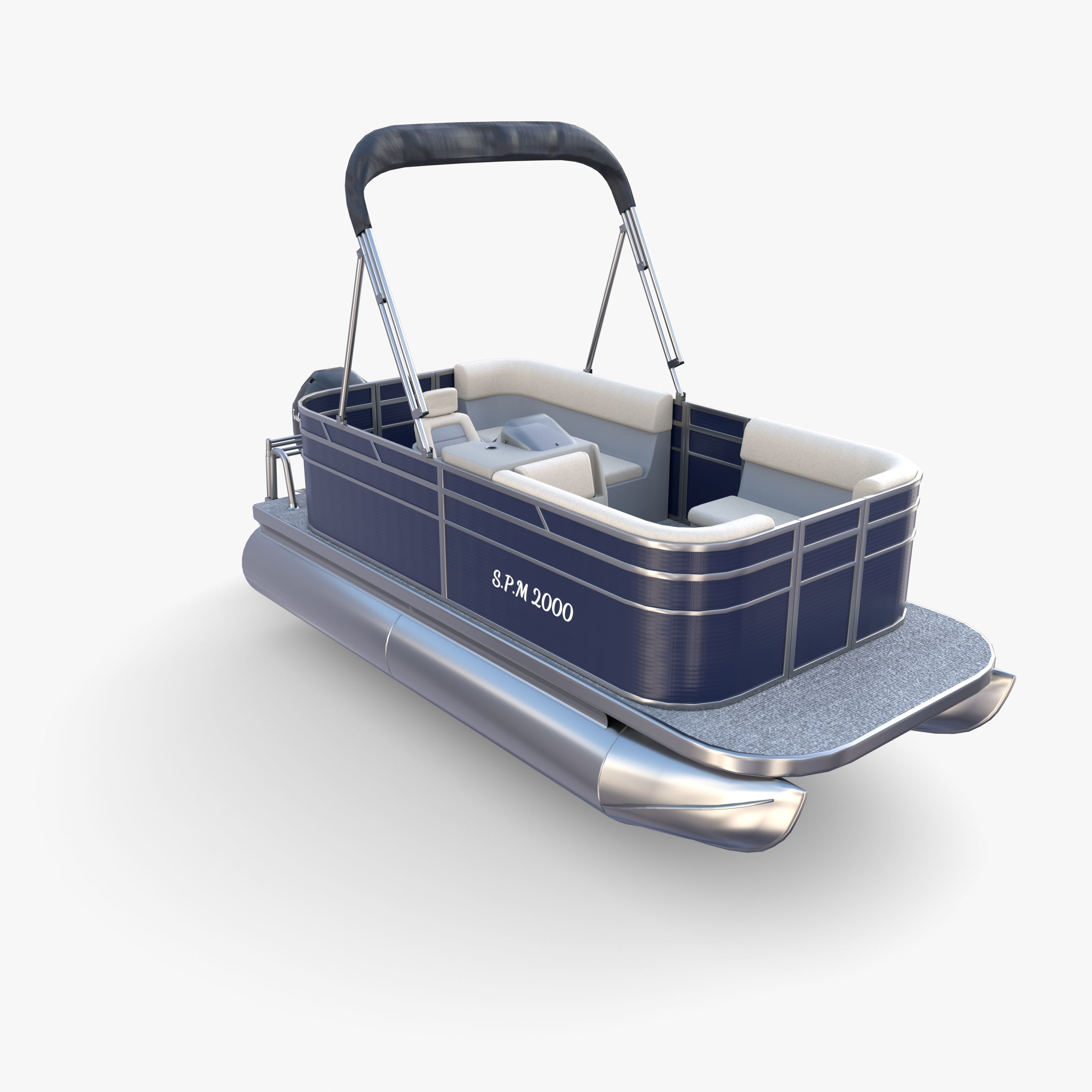 Pontoon Boat v1 3D model_2