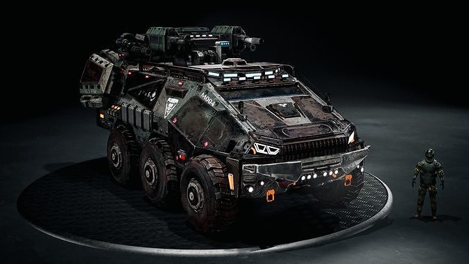 Futuristic Military High-quality Vehicle APC Low-poly 3D model