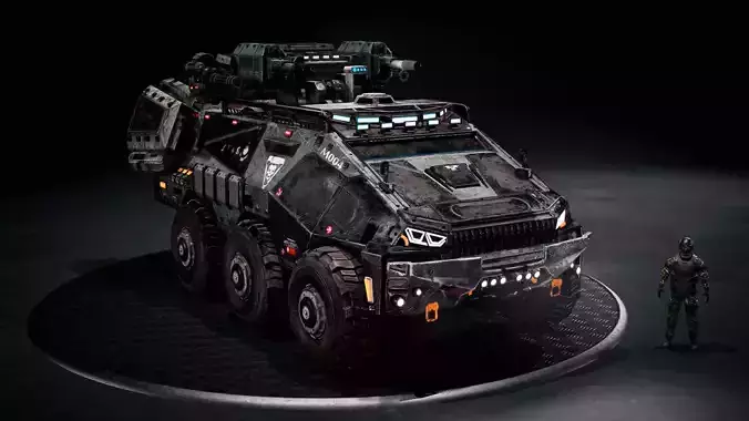 Futuristic Military High-quality Vehicle APC Low-poly 3D model