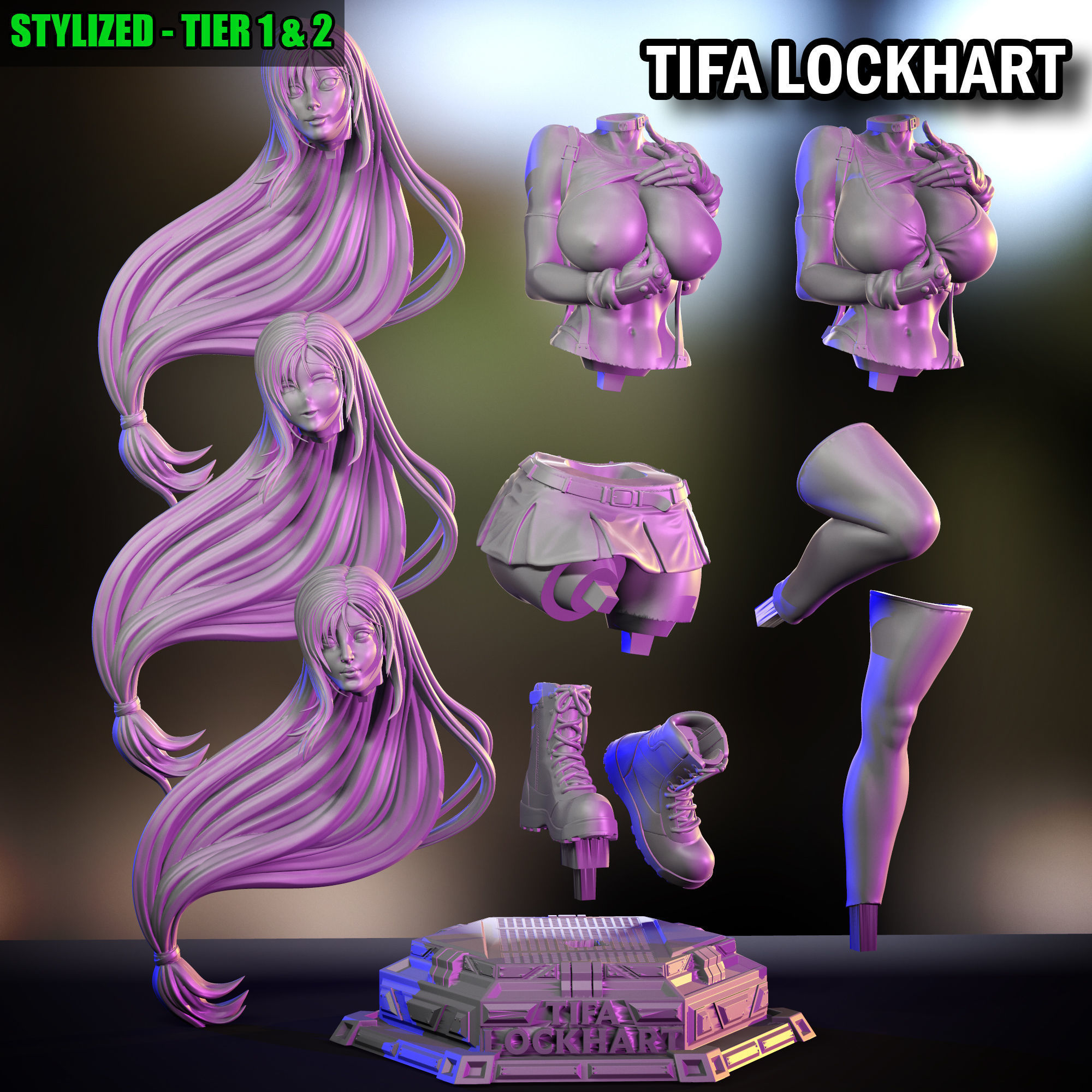 TIFA LOCKHART - STYLISED FAN ART 3D print model 3D print model_9