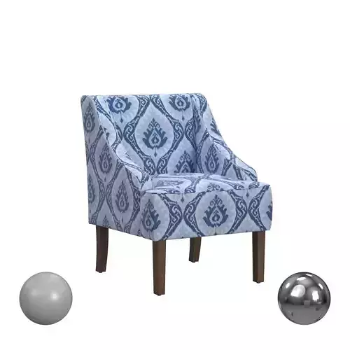 HomePop Classic Swoop Arm Chair - Blue Ikat Medallion Print 3D model