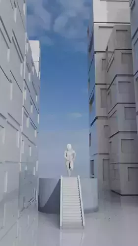 Astronaut running in the rain