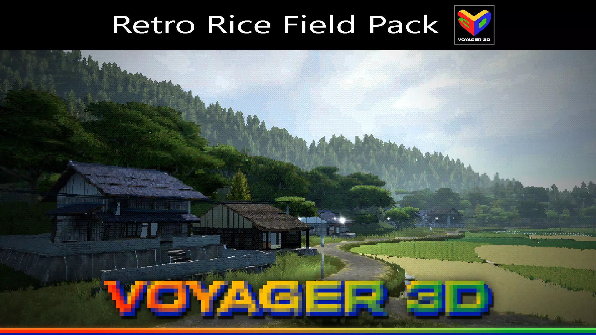 Retro Rice Field Low-poly 3D model