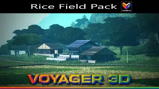 Retro Rice Field Low-poly 3D model