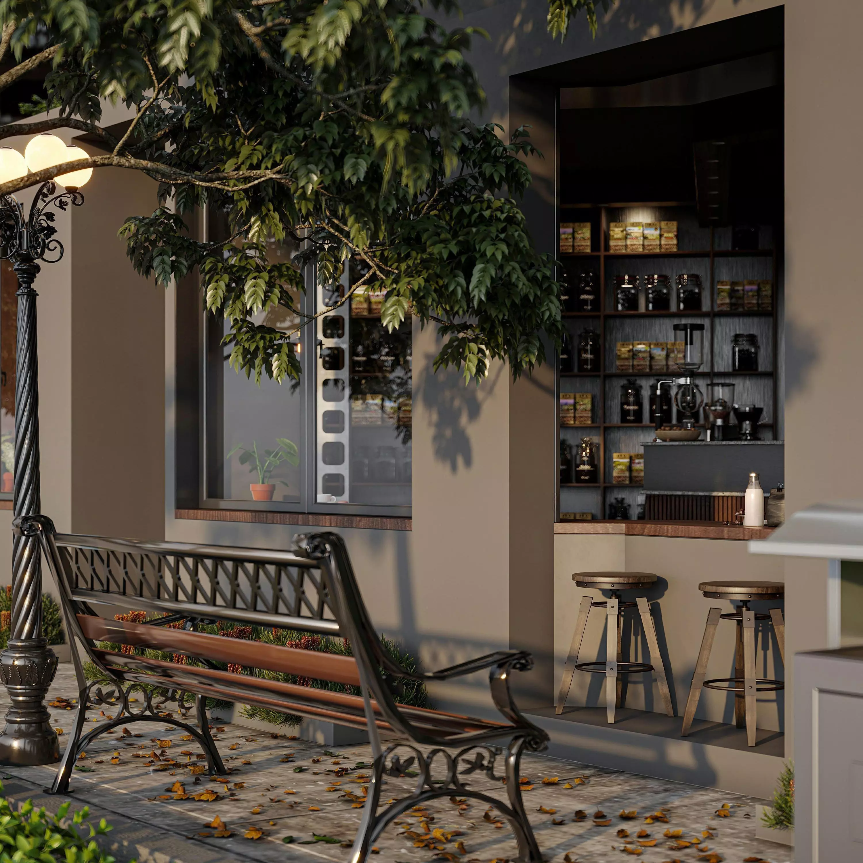coffee shop interior 3D model_0