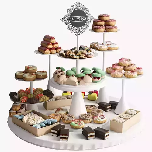 Beautiful set of desserts for table setting or catering