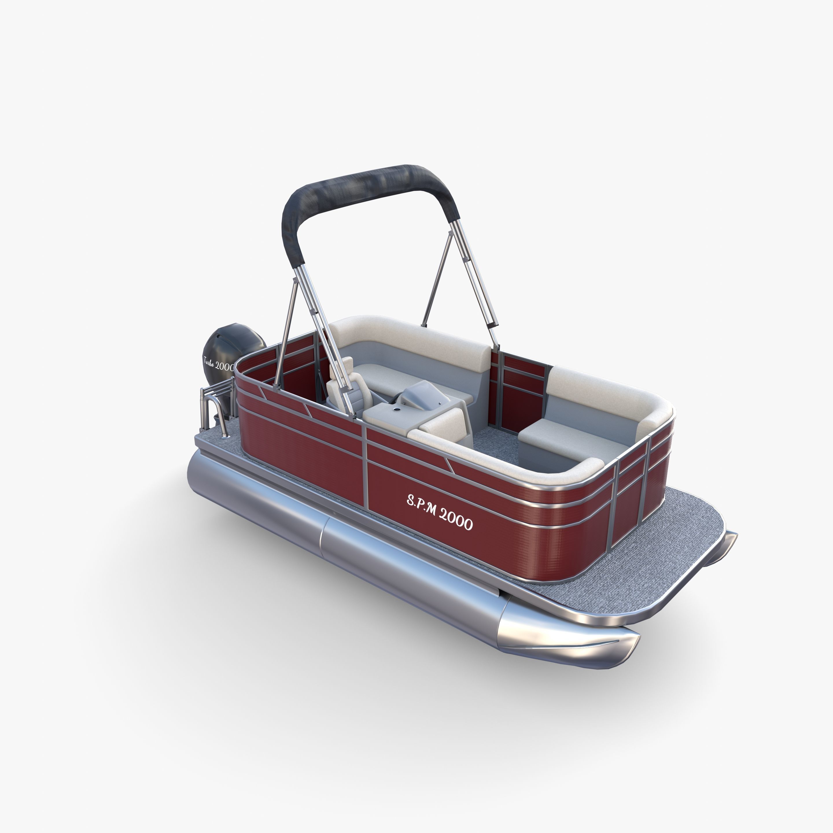 Pontoon Boat v2 3D model_10