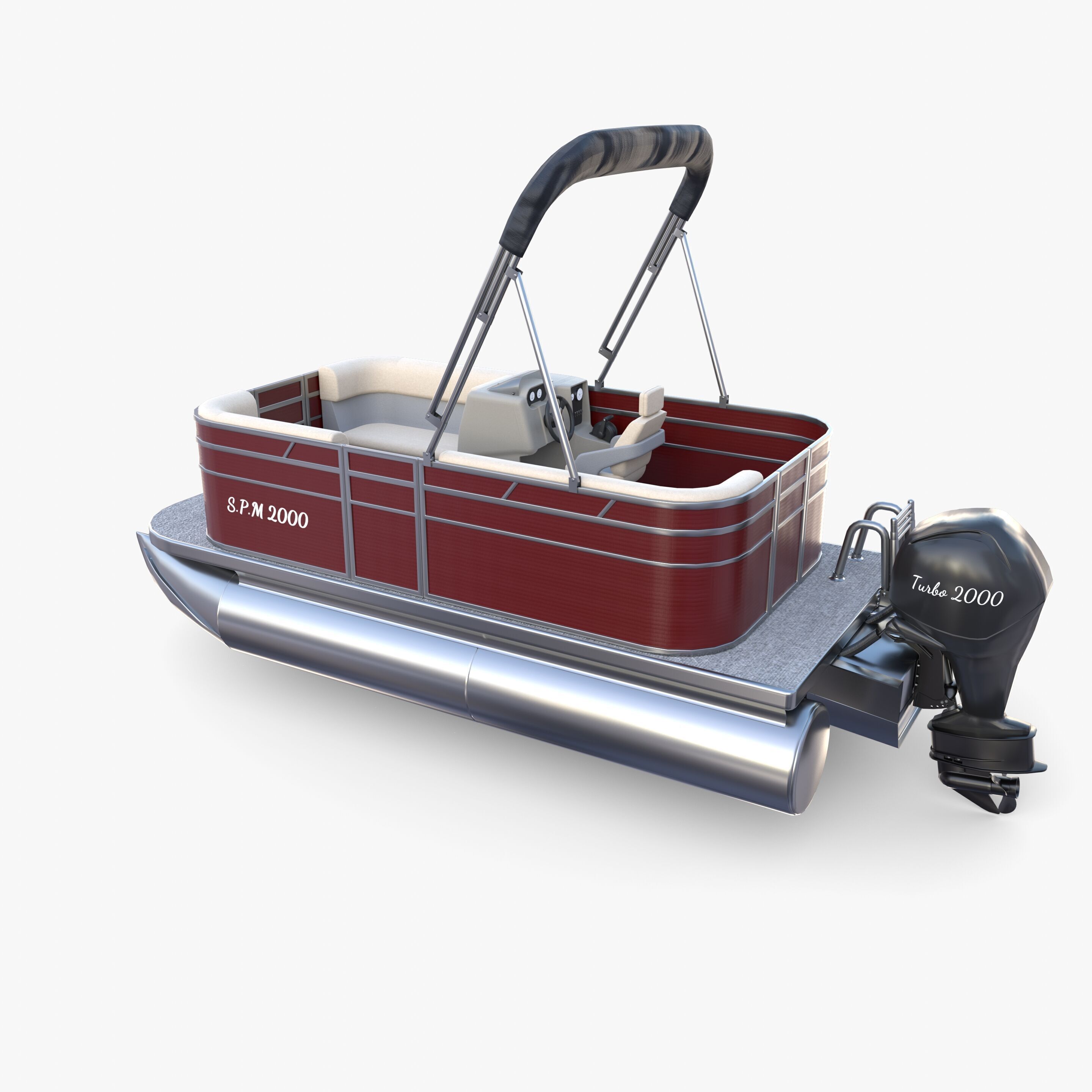Pontoon Boat v2 3D model_6