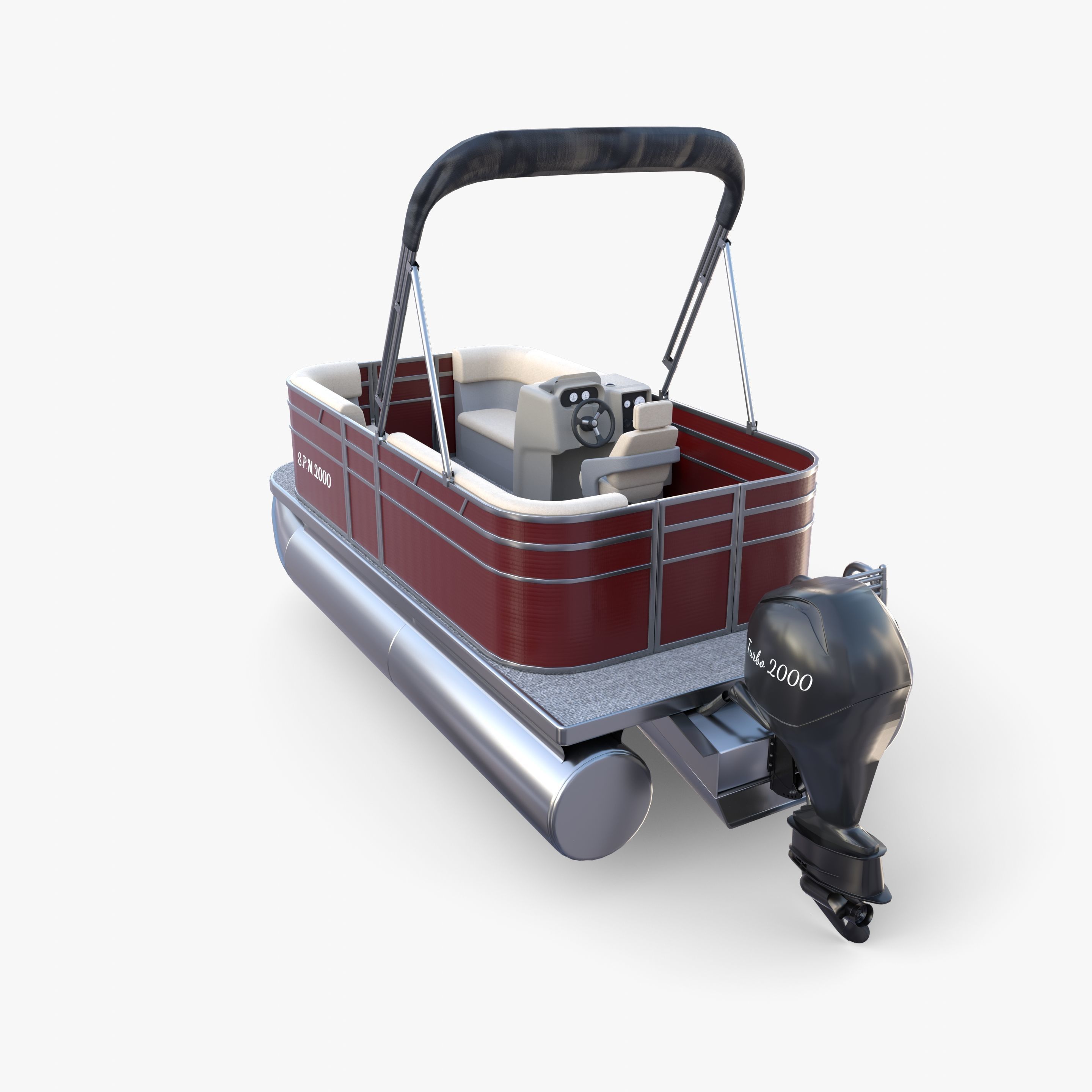 Pontoon Boat v2 3D model_7