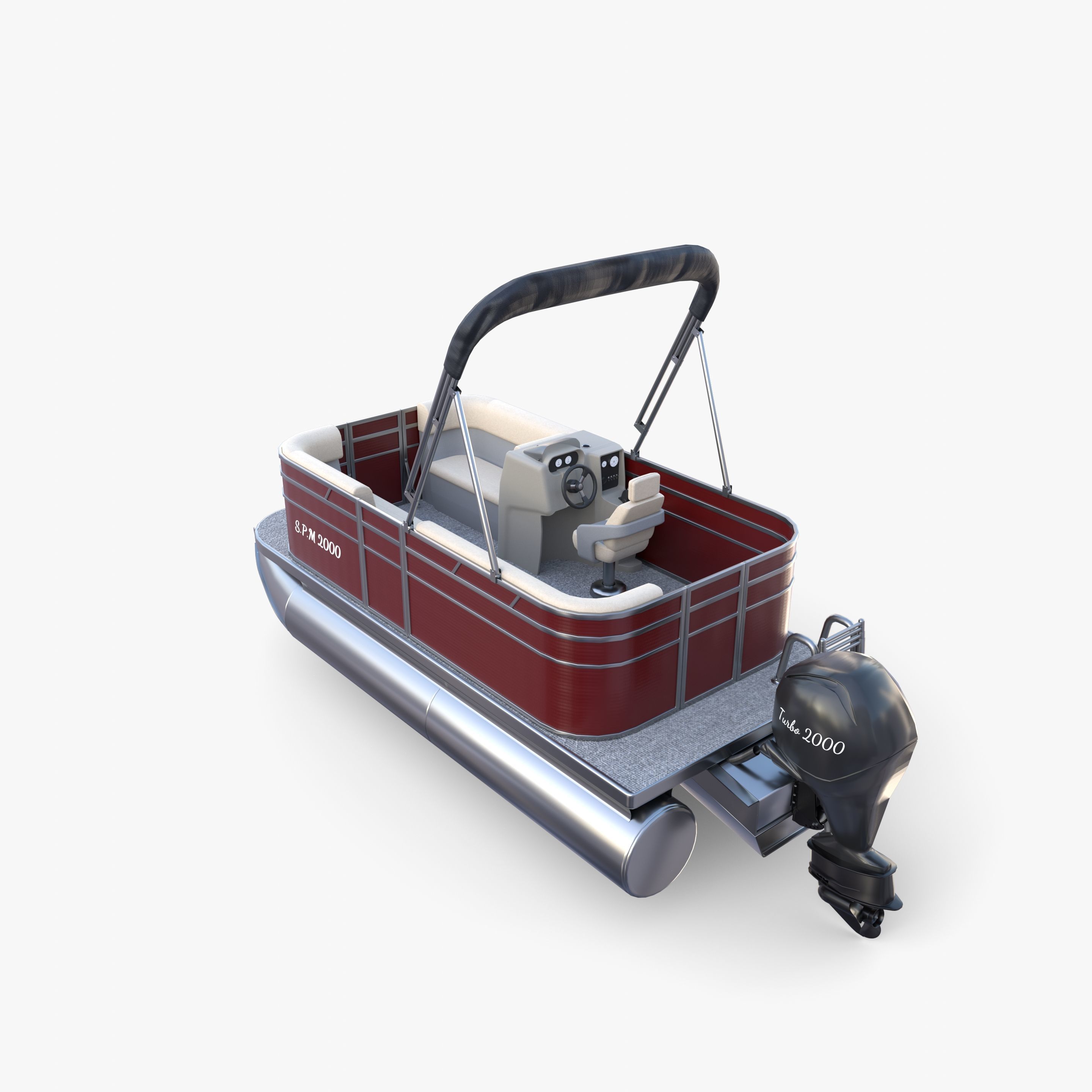 Pontoon Boat v2 3D model_12